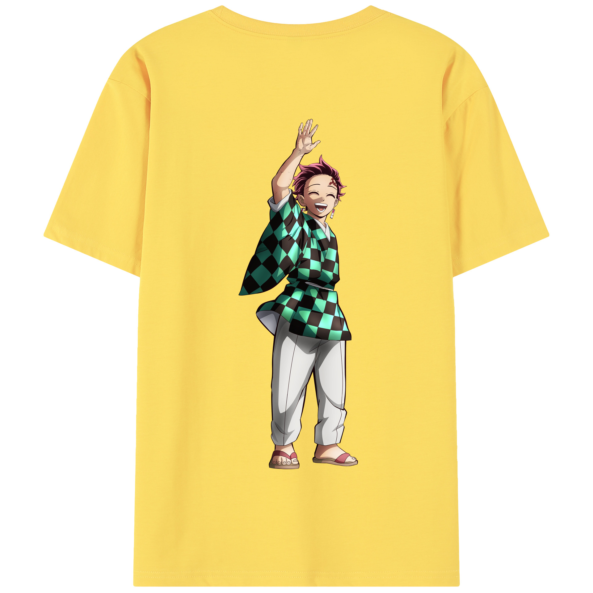 （画像用） 鬼滅の刃 竈門 炭治郎／かまど たんじろう Kamado Tanjirou 綿100％半袖Tシャツ（背面プリント）