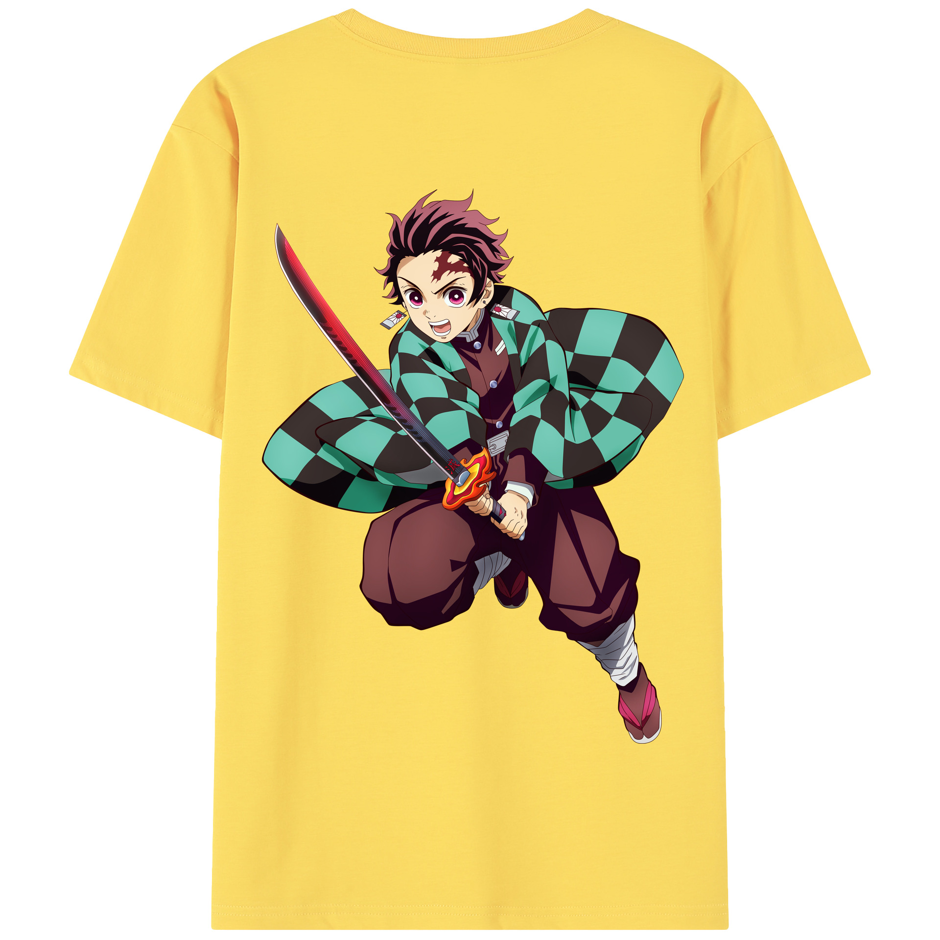 （画像用） 鬼滅の刃 竈門 炭治郎／かまど たんじろう Kamado Tanjirou 綿100％半袖Tシャツ（背面プリント）