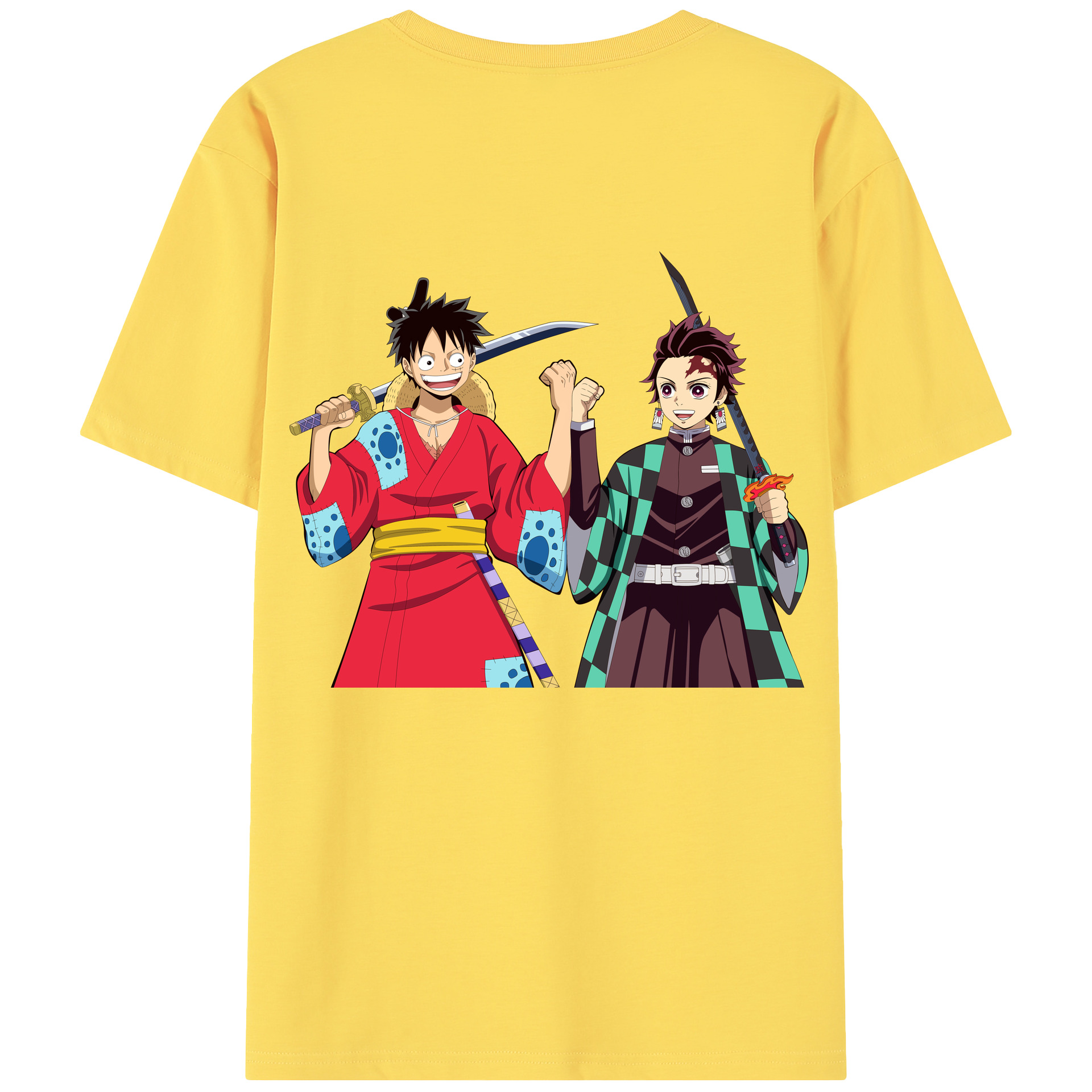 （画像用） 鬼滅の刃 竈門 炭治郎／かまど たんじろう Kamado Tanjirou 綿100％半袖Tシャツ（背面プリント）