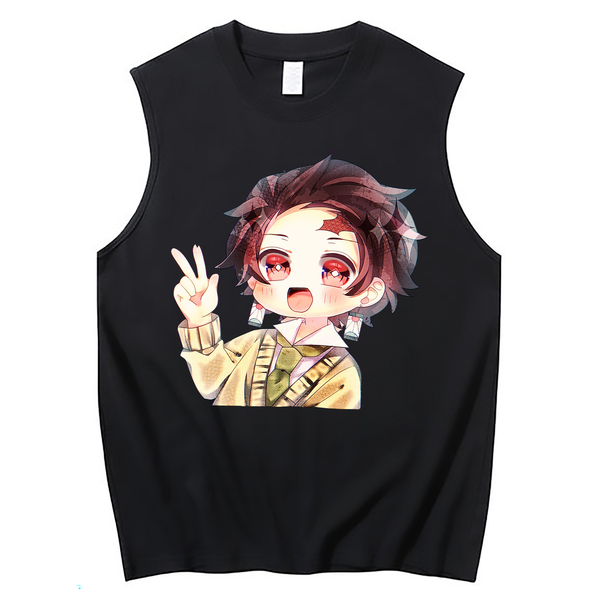 （画像用） 鬼滅の刃 竈門 炭治郎／かまど たんじろう Kamado Tanjirou コットン100％タンクトップ（フロントプリント）