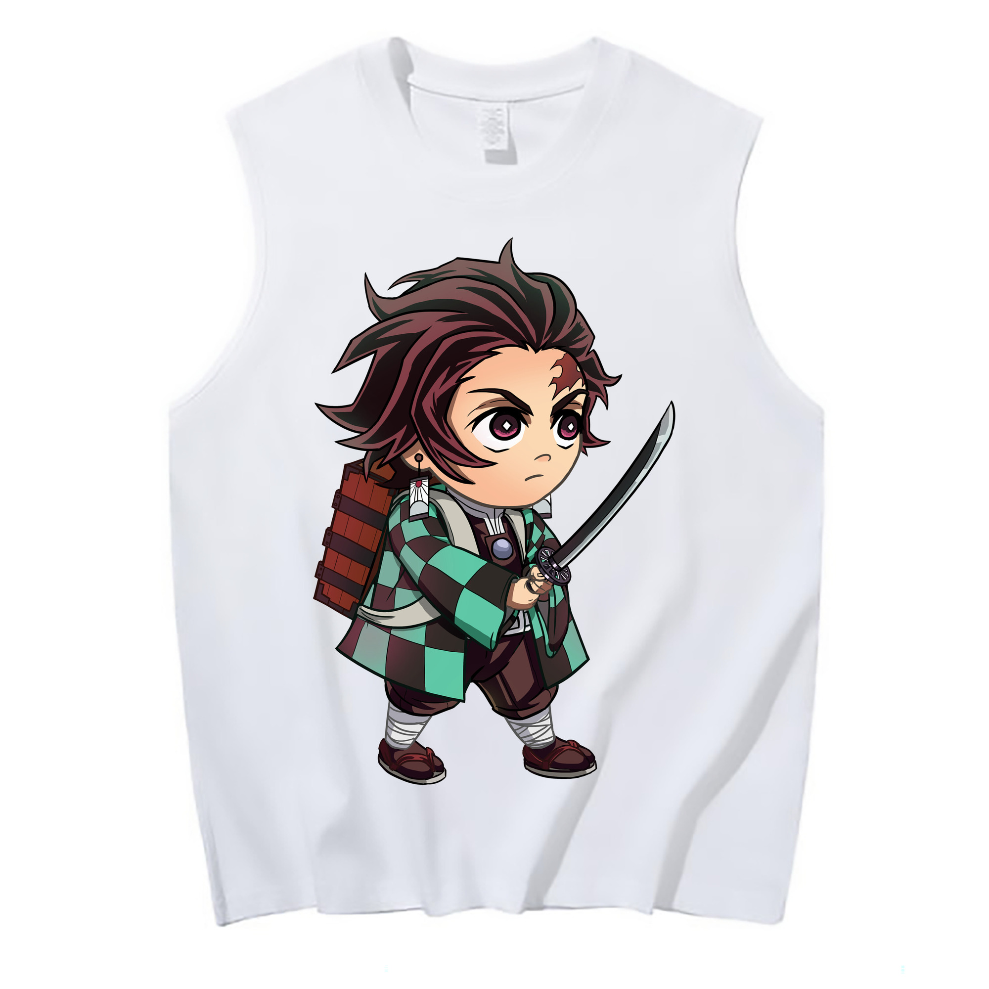 （画像用） 鬼滅の刃 竈門 炭治郎／かまど たんじろう Kamado Tanjirou コットン100％タンクトップ（フロントプリント）