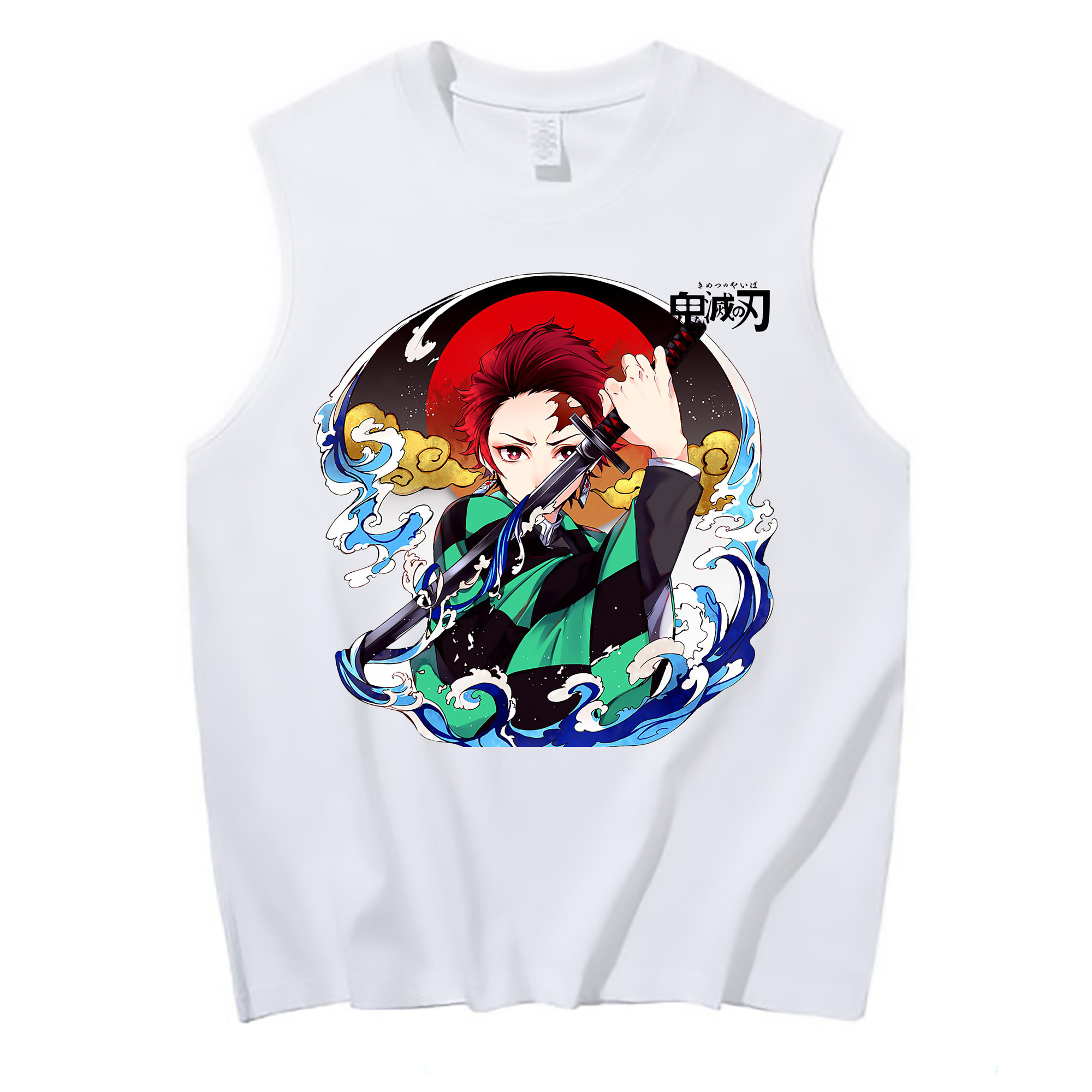 （画像用） 鬼滅の刃 竈門 炭治郎／かまど たんじろう Kamado Tanjirou コットン100％タンクトップ（フロントプリント）