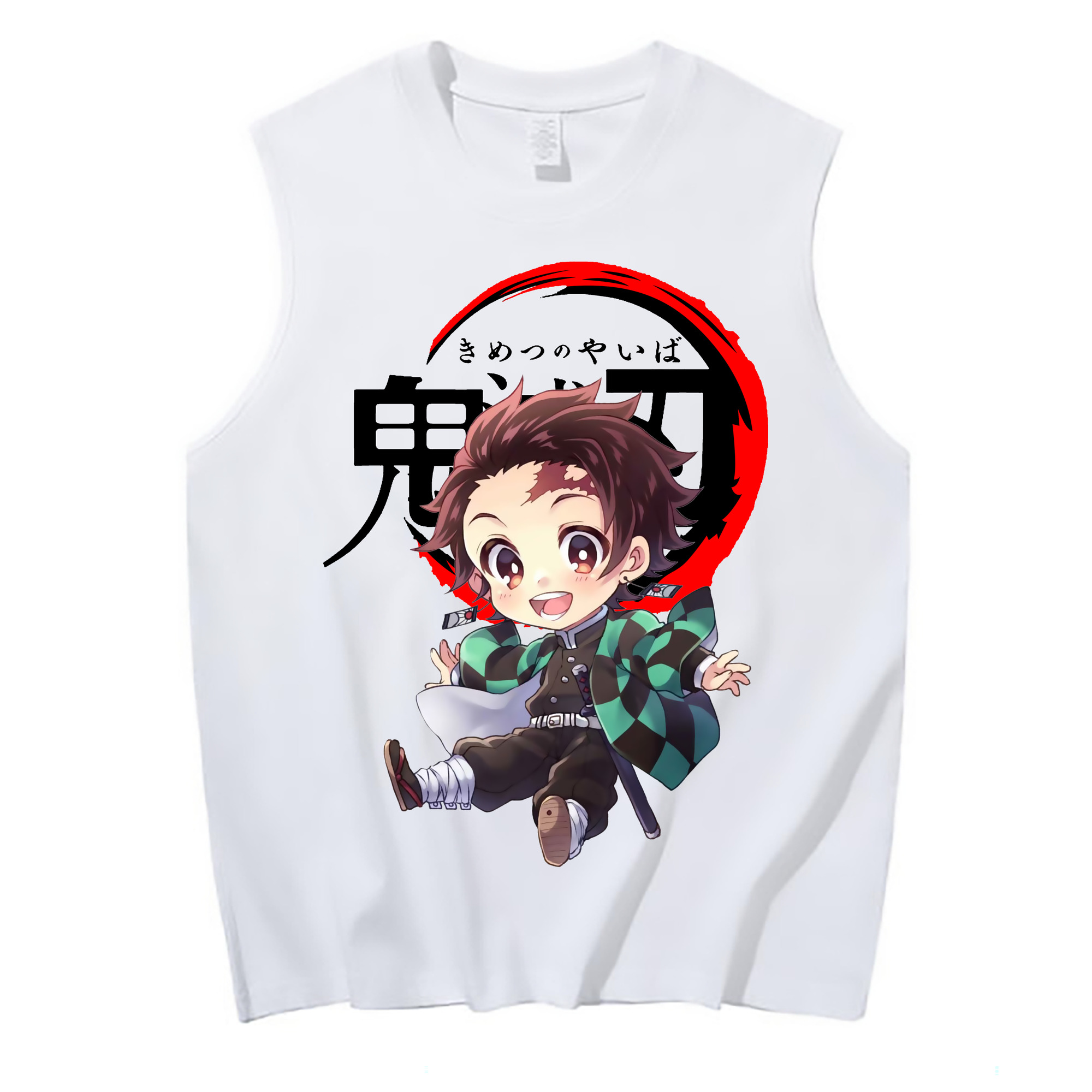 （画像用） 鬼滅の刃 竈門 炭治郎／かまど たんじろう Kamado Tanjirou コットン100％タンクトップ（フロントプリント）