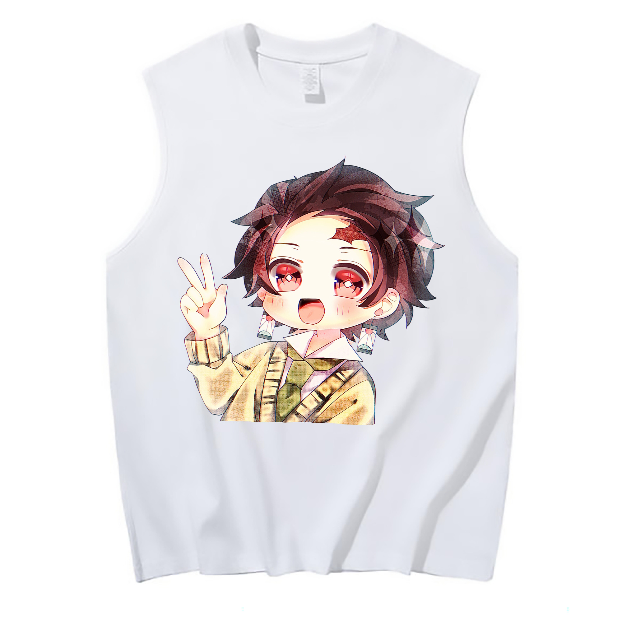 （画像用） 鬼滅の刃 竈門 炭治郎／かまど たんじろう Kamado Tanjirou コットン100％タンクトップ（フロントプリント）