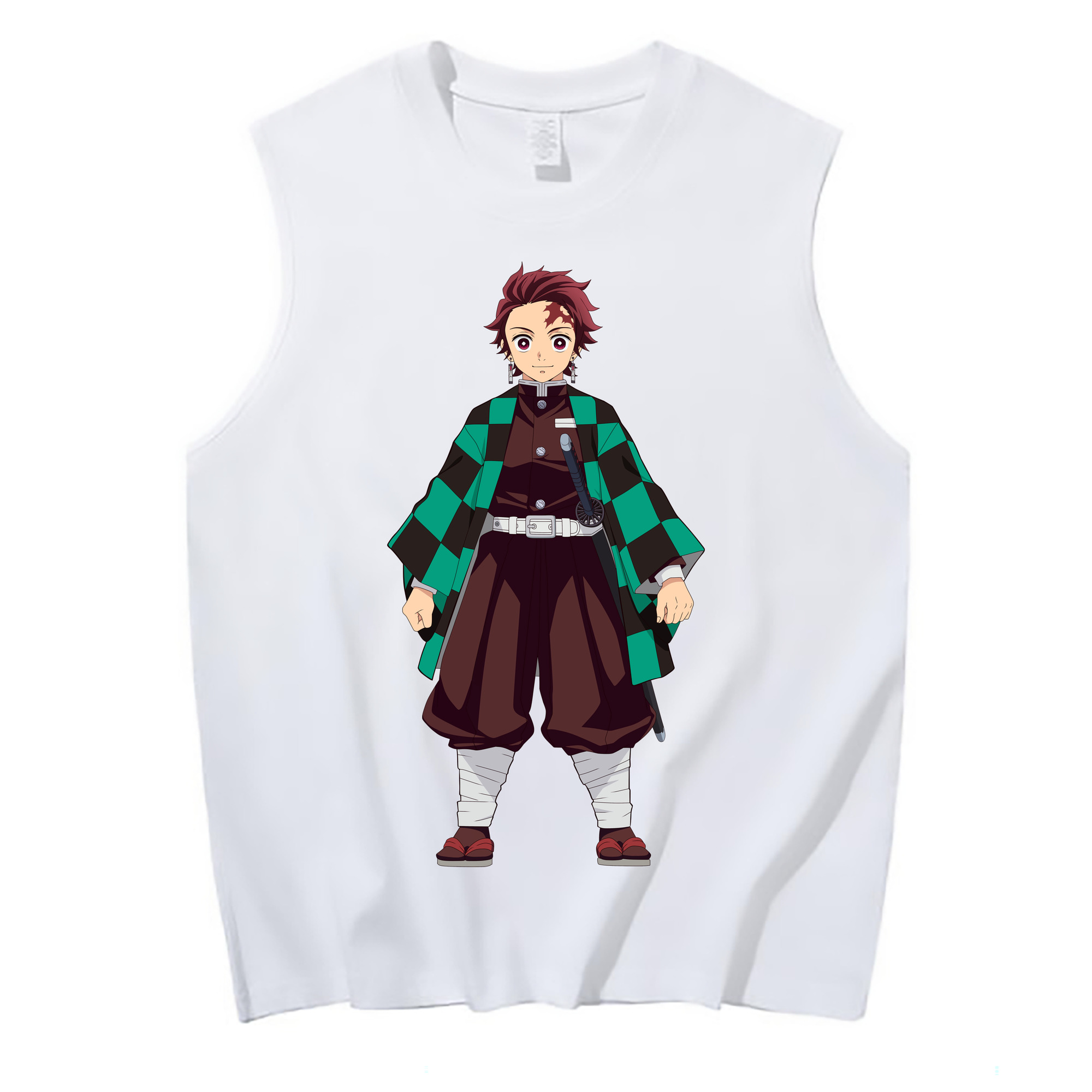 （画像用） 鬼滅の刃 竈門 炭治郎／かまど たんじろう Kamado Tanjirou コットン100％タンクトップ（フロントプリント）