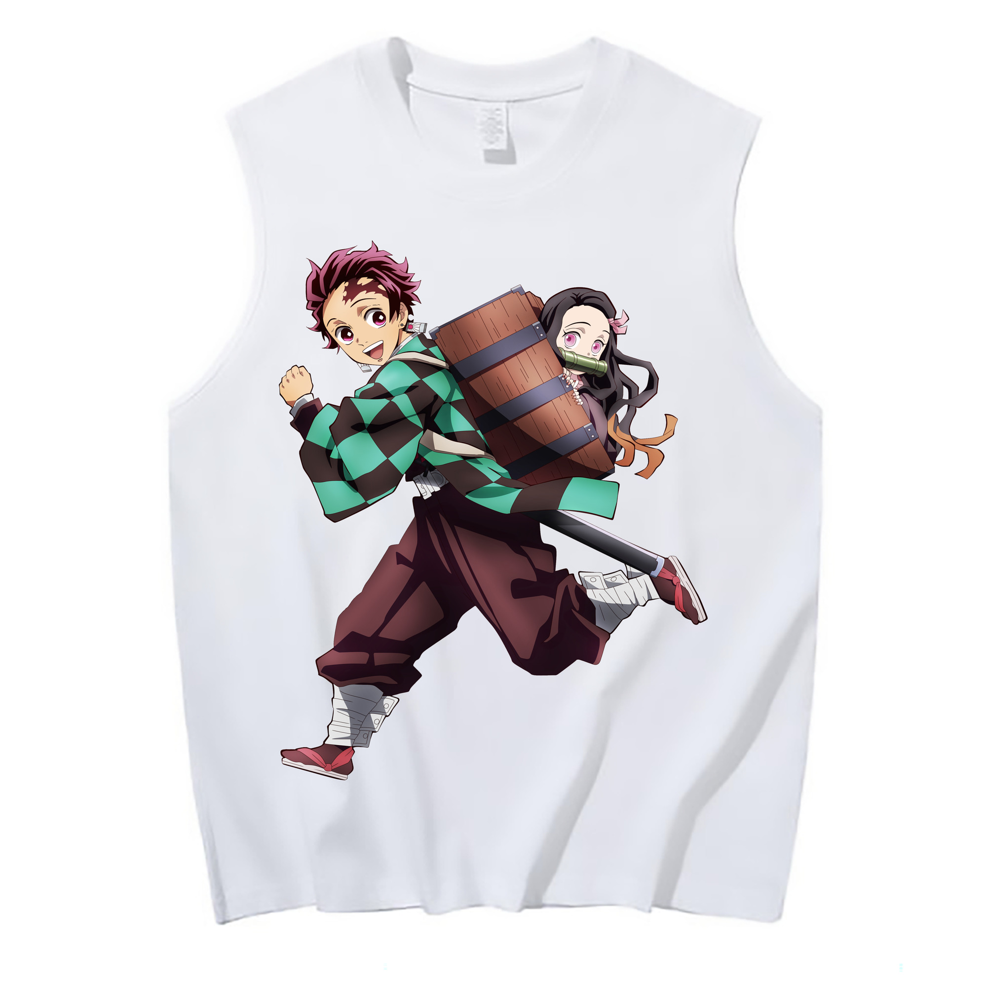 （画像用） 鬼滅の刃 竈門 炭治郎／かまど たんじろう Kamado Tanjirou コットン100％タンクトップ（フロントプリント）