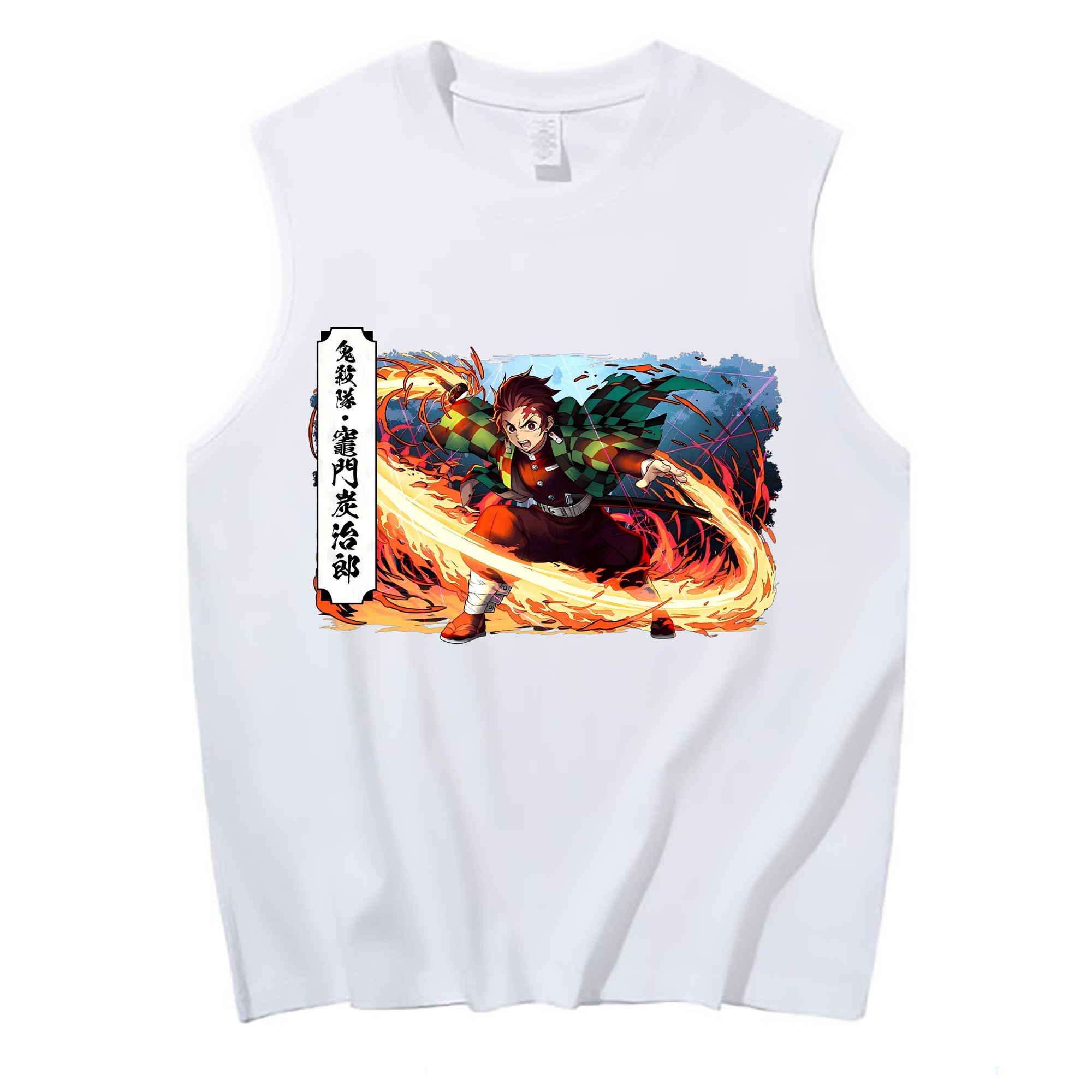 （画像用） 鬼滅の刃 竈門 炭治郎／かまど たんじろう Kamado Tanjirou コットン100％タンクトップ（フロントプリント）