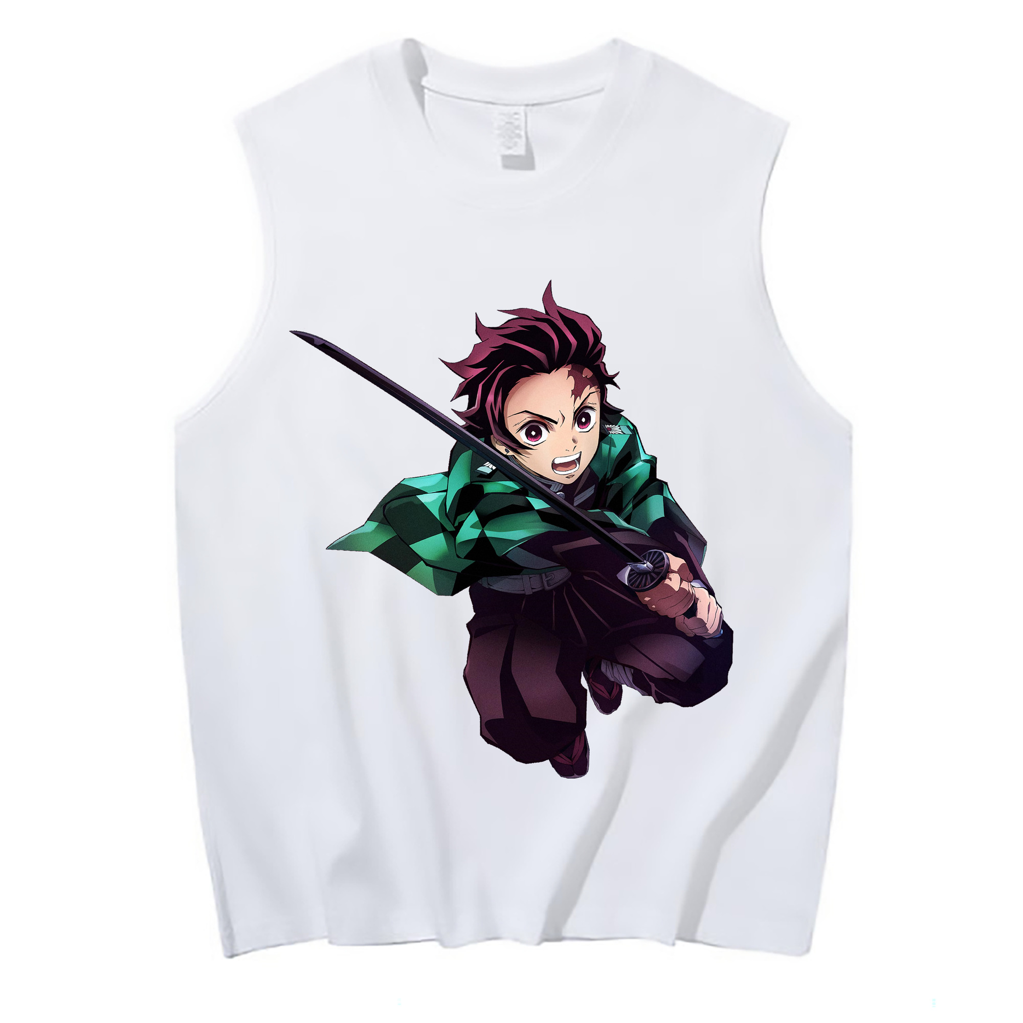 （画像用） 鬼滅の刃 竈門 炭治郎／かまど たんじろう Kamado Tanjirou コットン100％タンクトップ（フロントプリント）
