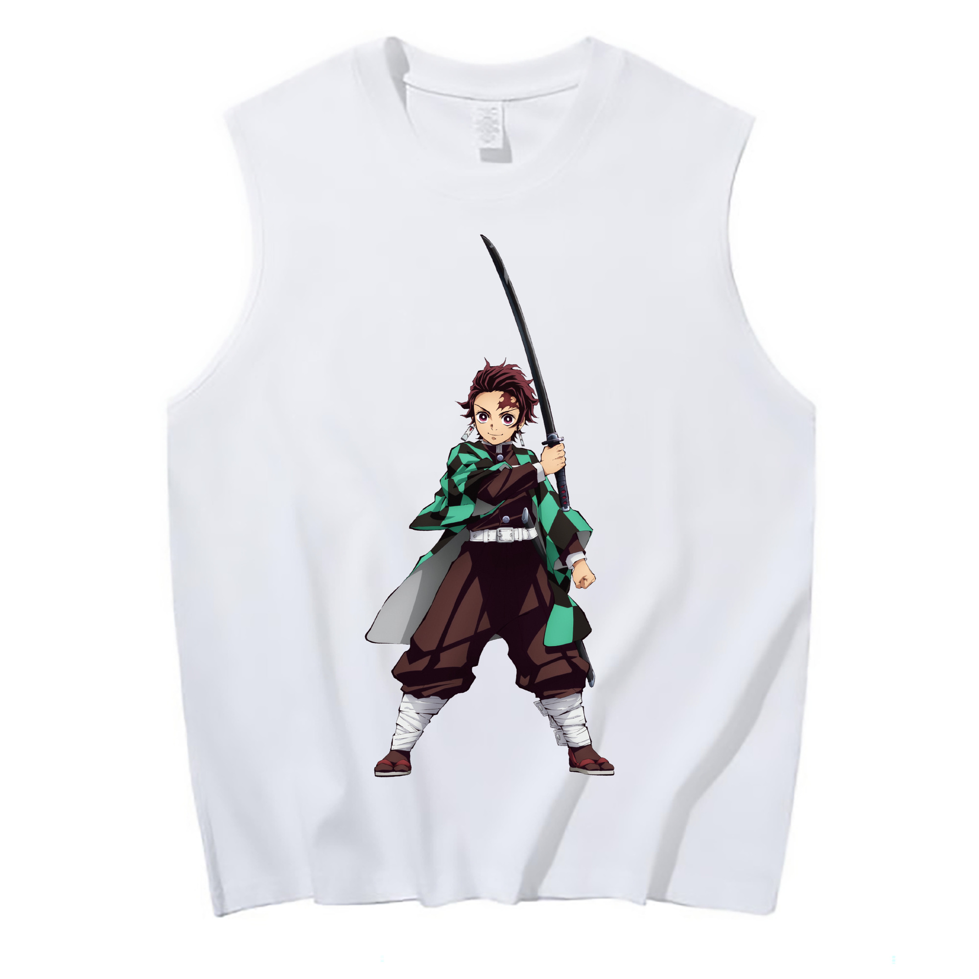 （画像用） 鬼滅の刃 竈門 炭治郎／かまど たんじろう Kamado Tanjirou コットン100％タンクトップ（フロントプリント）