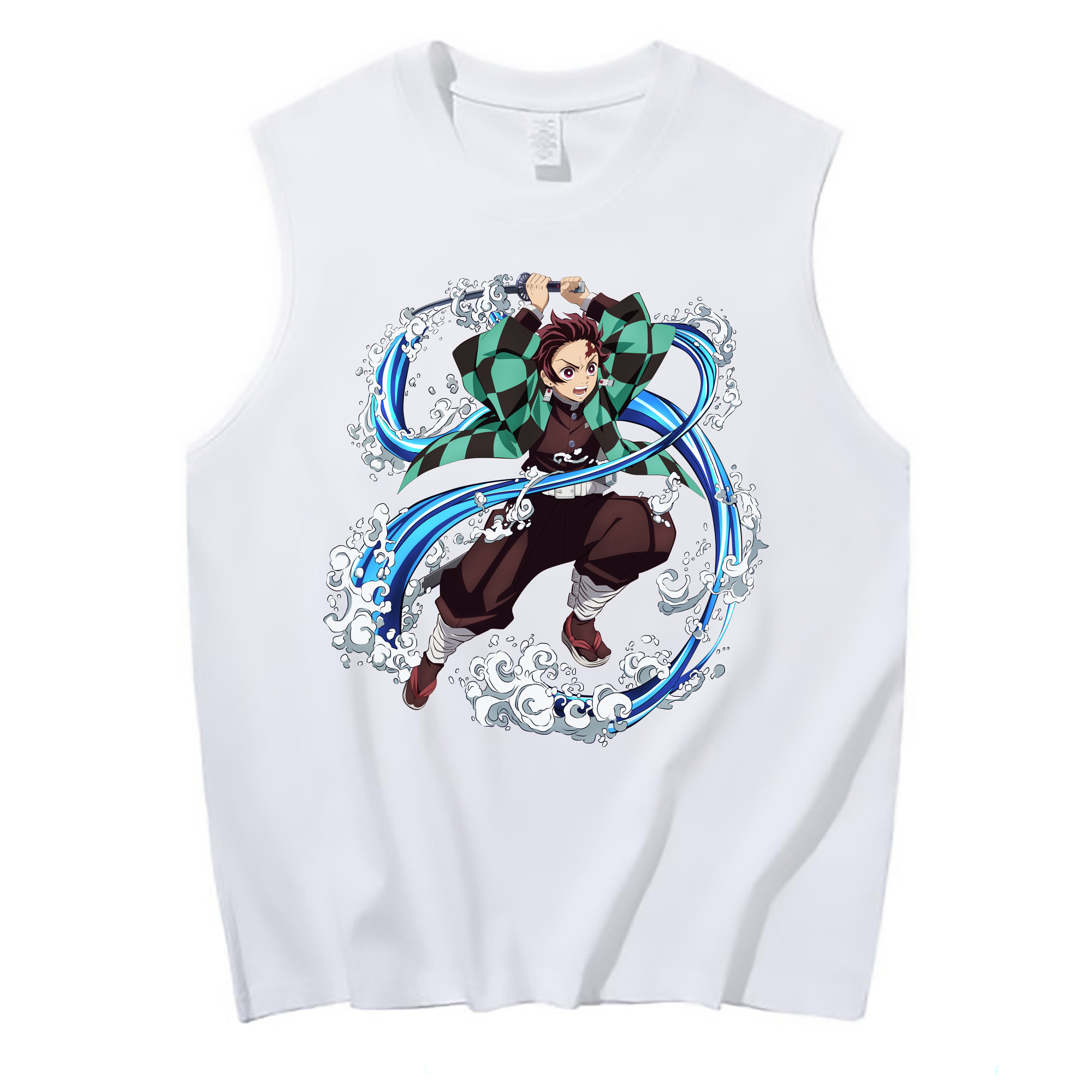 （画像用） 鬼滅の刃 竈門 炭治郎／かまど たんじろう Kamado Tanjirou コットン100％タンクトップ（フロントプリント）