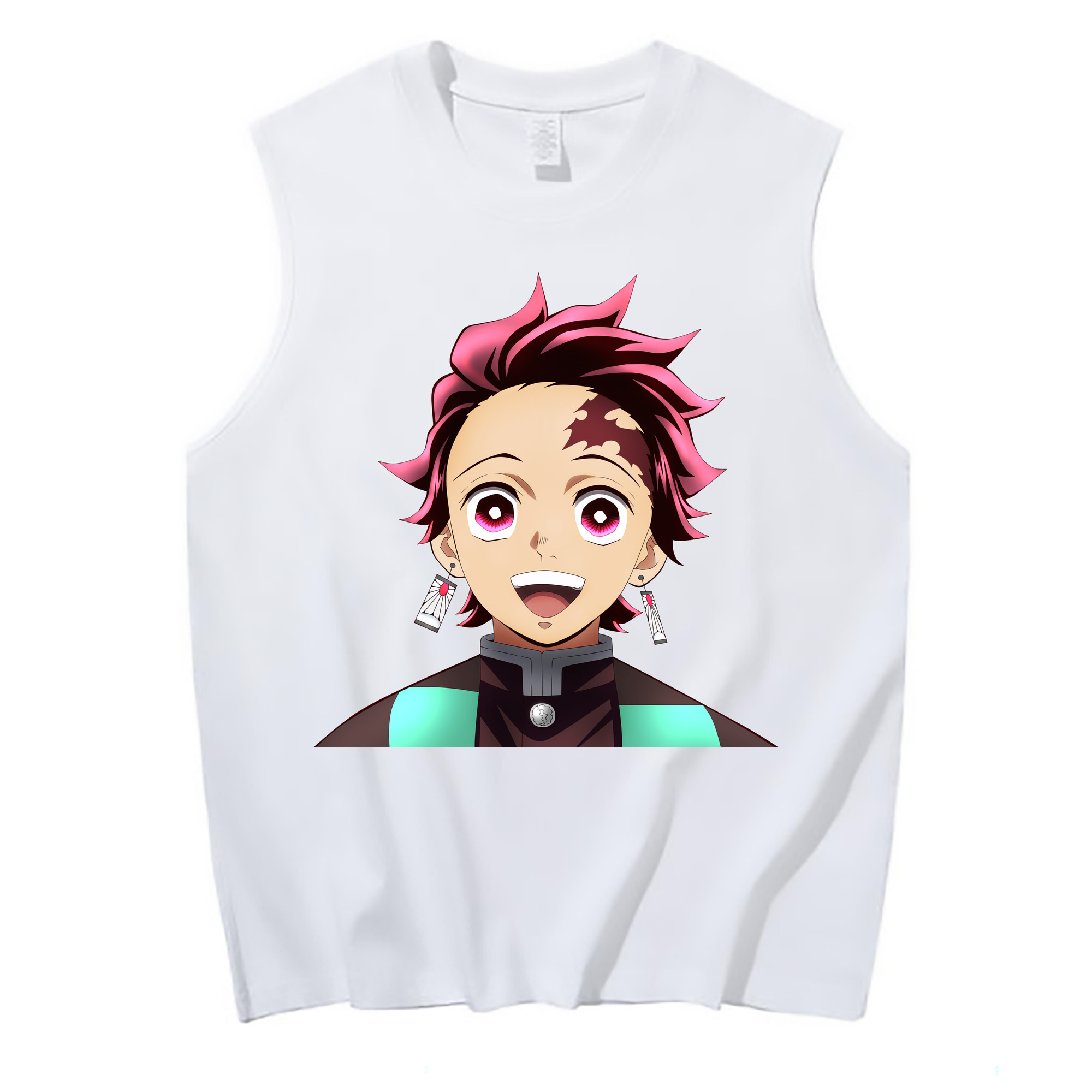 （画像用） 鬼滅の刃 竈門 炭治郎／かまど たんじろう Kamado Tanjirou コットン100％タンクトップ（フロントプリント）