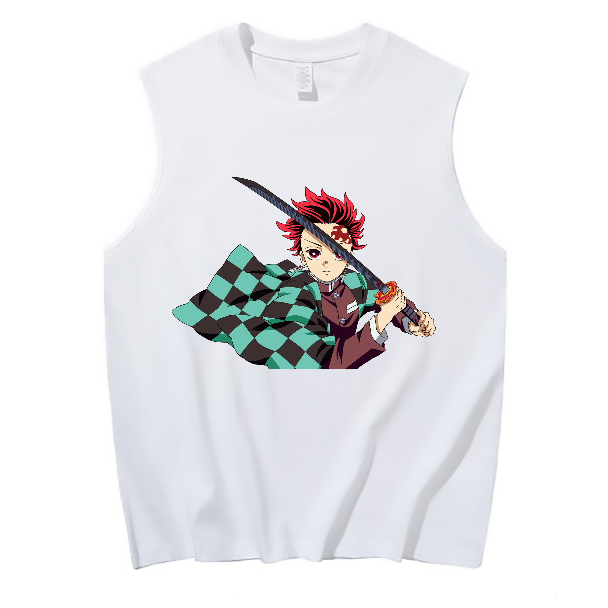 （画像用） 鬼滅の刃 竈門 炭治郎／かまど たんじろう Kamado Tanjirou コットン100％タンクトップ（フロントプリント）