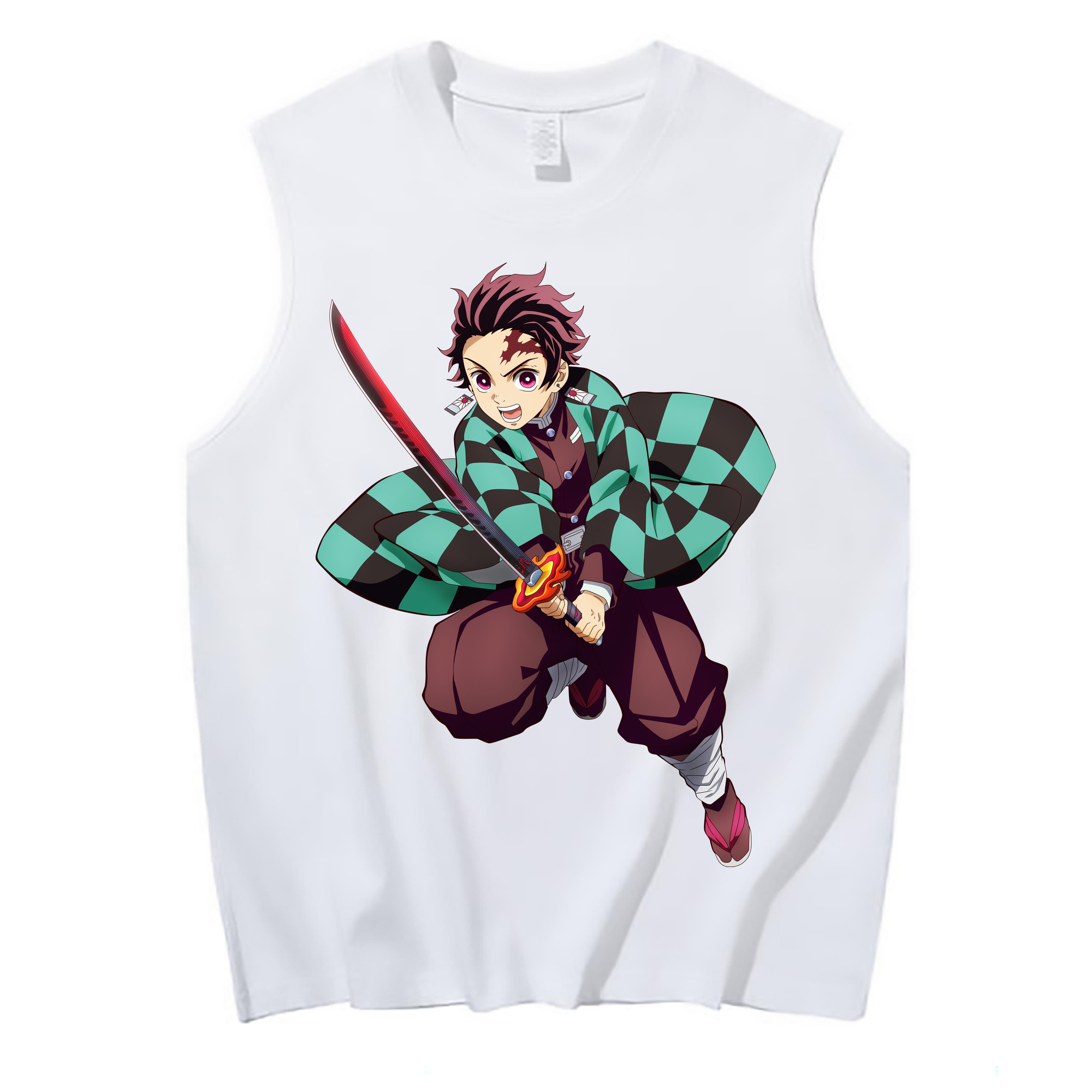 （画像用） 鬼滅の刃 竈門 炭治郎／かまど たんじろう Kamado Tanjirou コットン100％タンクトップ（フロントプリント）