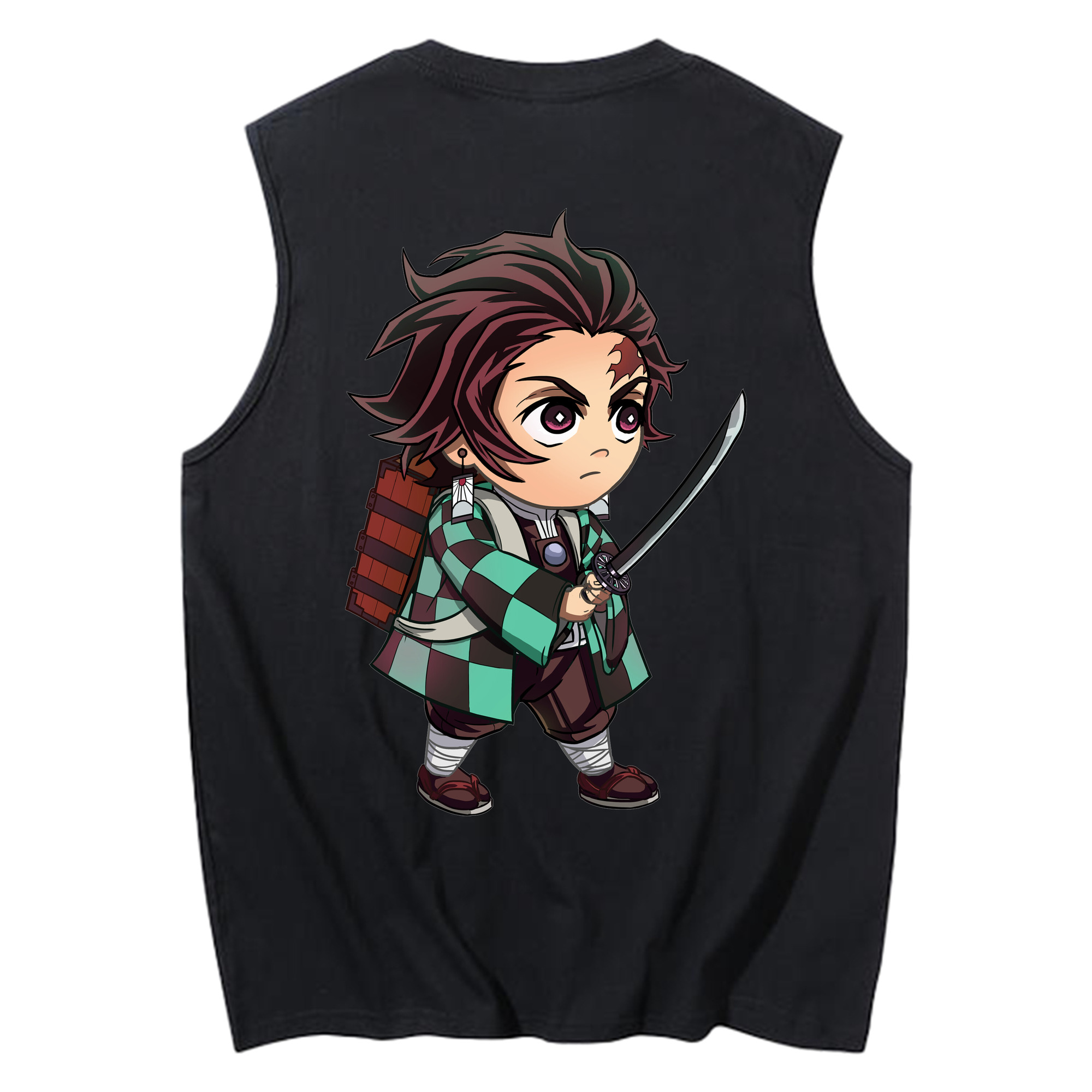 （画像用） 鬼滅の刃 竈門 炭治郎／かまど たんじろう Kamado Tanjirou コットン100％タンクトップ（背面プリント）