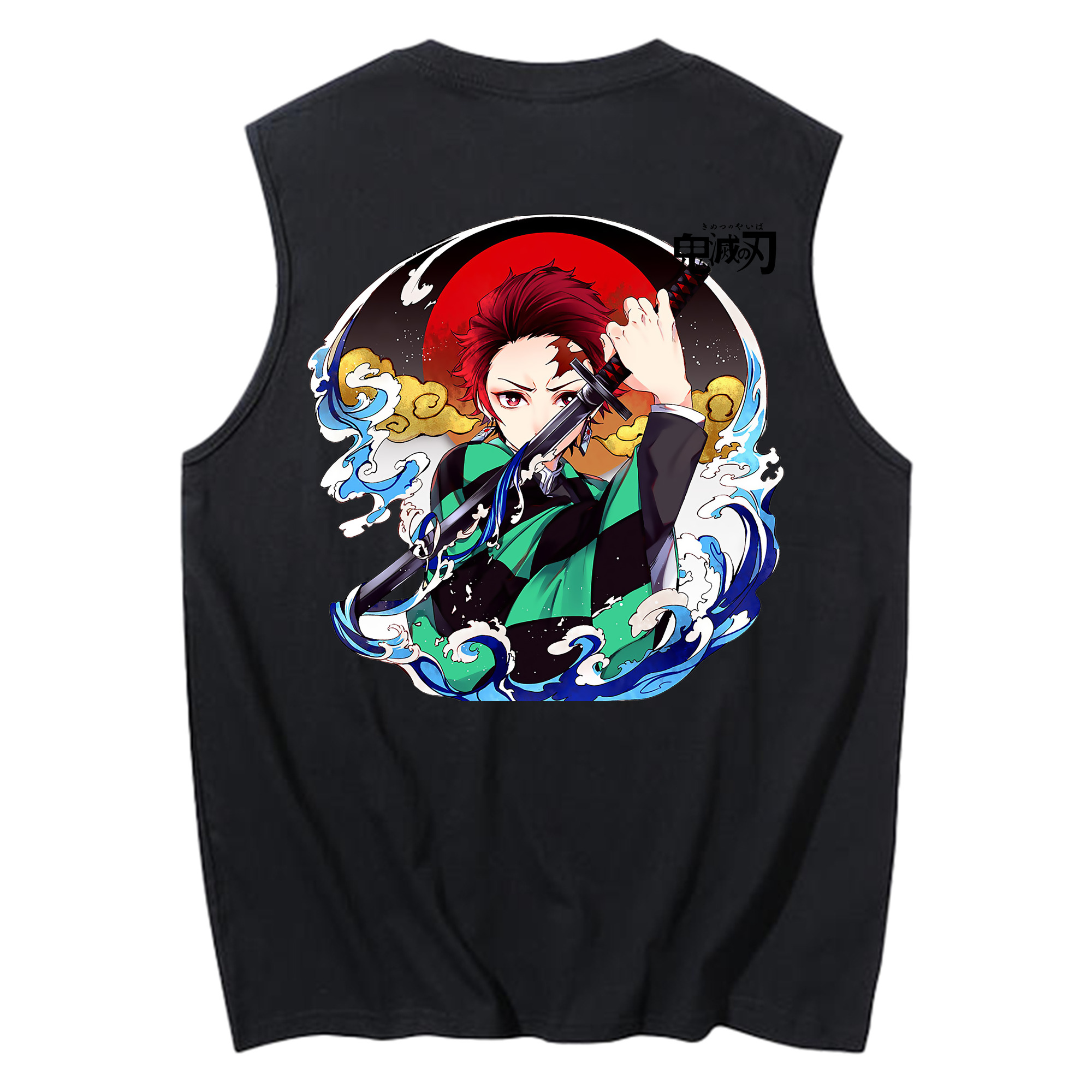 （画像用） 鬼滅の刃 竈門 炭治郎／かまど たんじろう Kamado Tanjirou コットン100％タンクトップ（背面プリント）