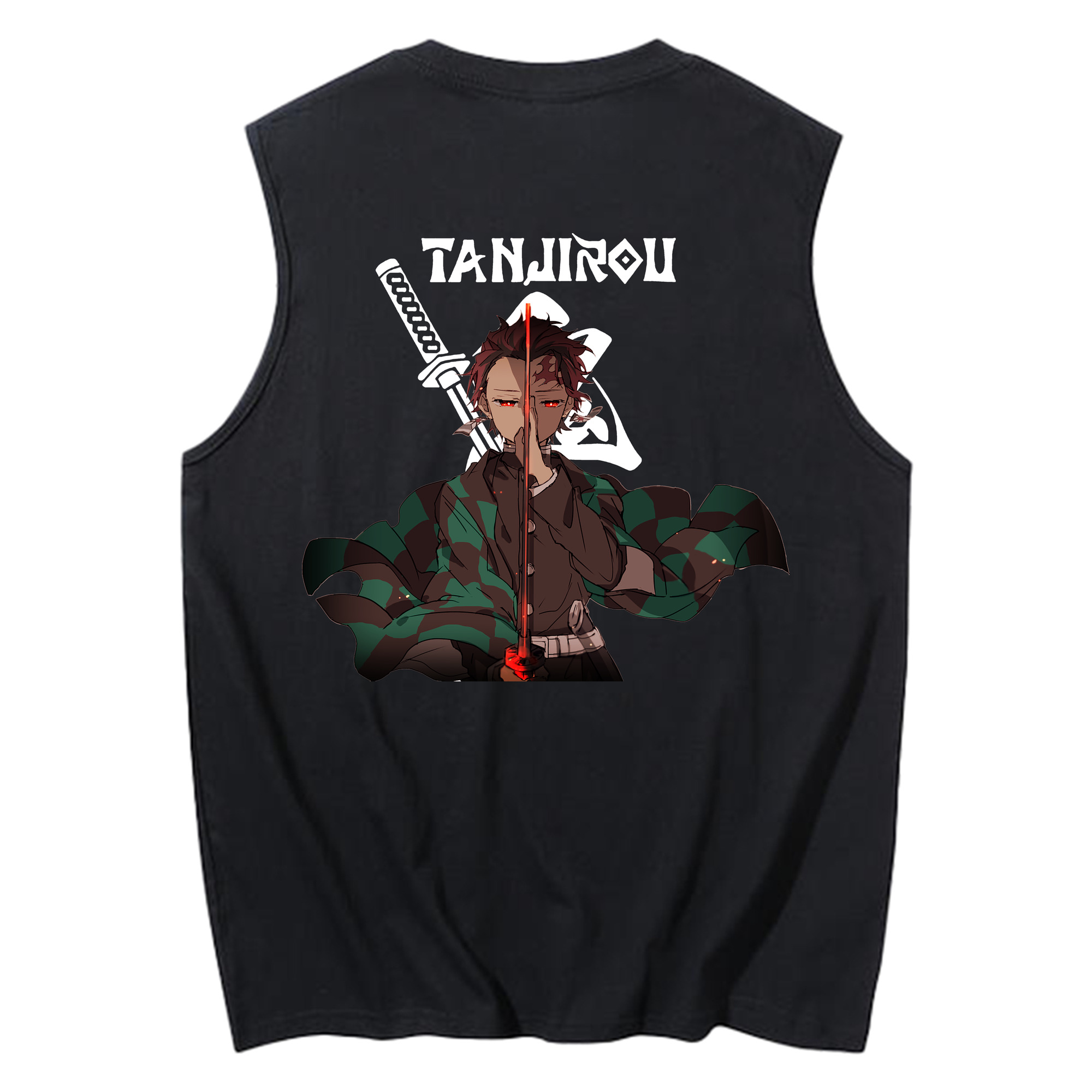 （画像用） 鬼滅の刃 竈門 炭治郎／かまど たんじろう Kamado Tanjirou コットン100％タンクトップ（背面プリント）