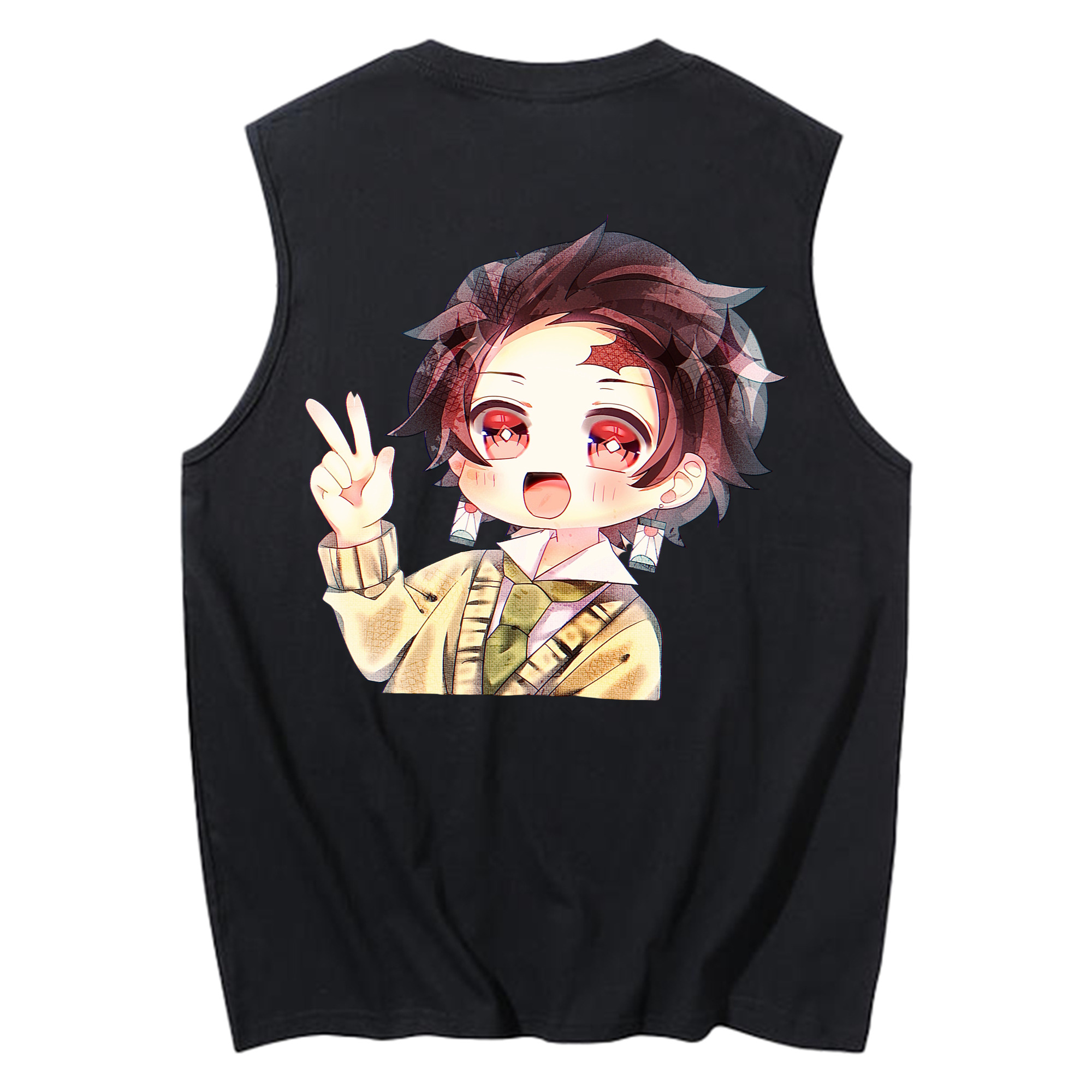 （画像用） 鬼滅の刃 竈門 炭治郎／かまど たんじろう Kamado Tanjirou コットン100％タンクトップ（背面プリント）
