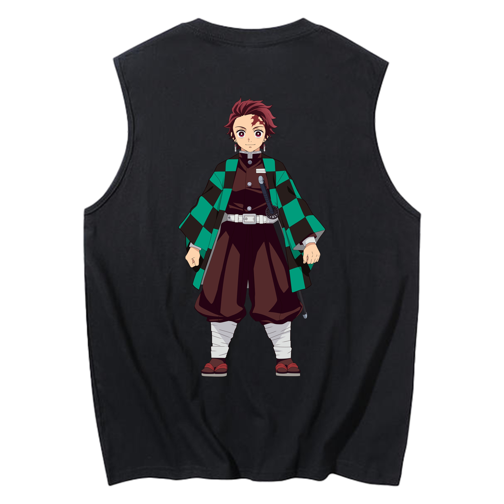 （画像用） 鬼滅の刃 竈門 炭治郎／かまど たんじろう Kamado Tanjirou コットン100％タンクトップ（背面プリント）