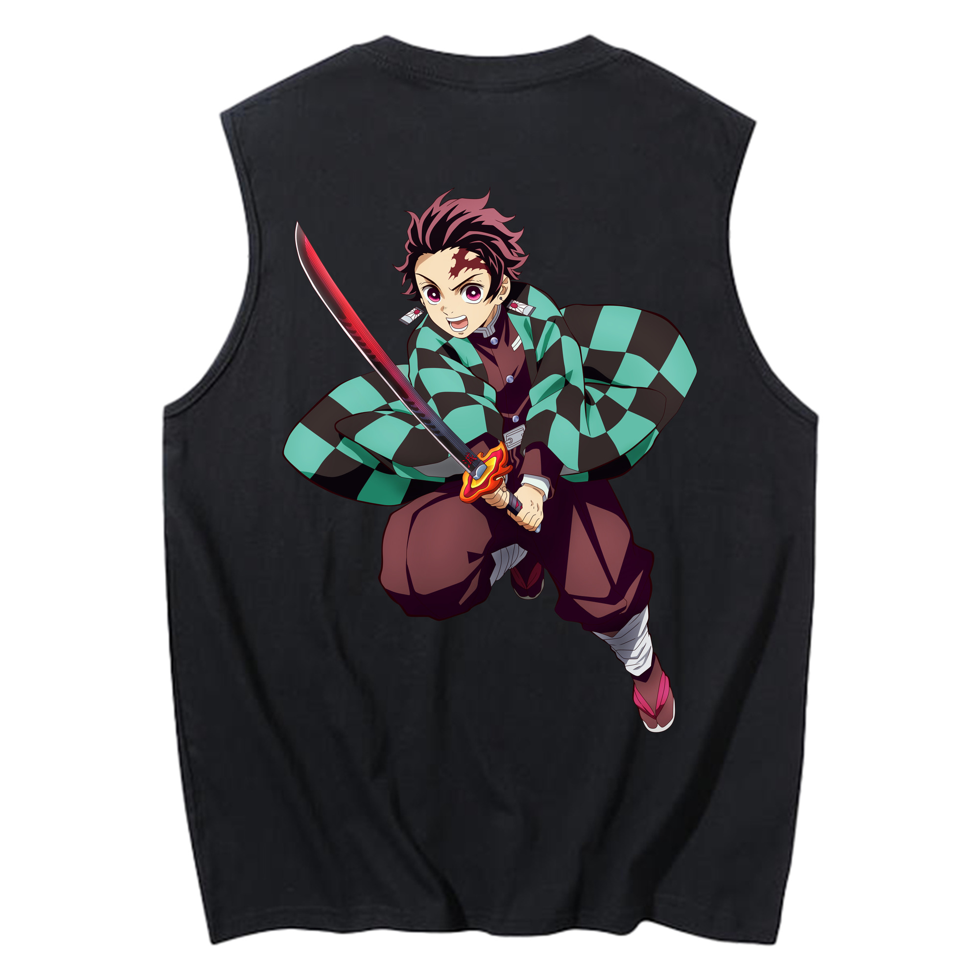 （画像用） 鬼滅の刃 竈門 炭治郎／かまど たんじろう Kamado Tanjirou コットン100％タンクトップ（背面プリント）