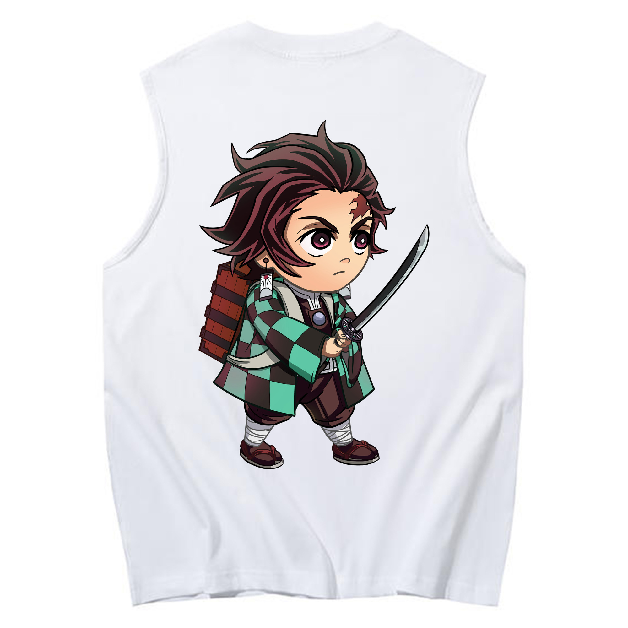 （画像用） 鬼滅の刃 竈門 炭治郎／かまど たんじろう Kamado Tanjirou コットン100％タンクトップ（背面プリント）