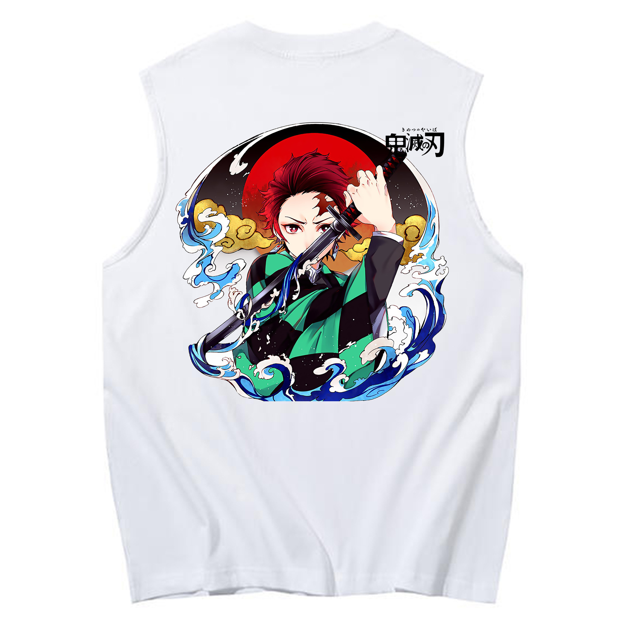 （画像用） 鬼滅の刃 竈門 炭治郎／かまど たんじろう Kamado Tanjirou コットン100％タンクトップ（背面プリント）