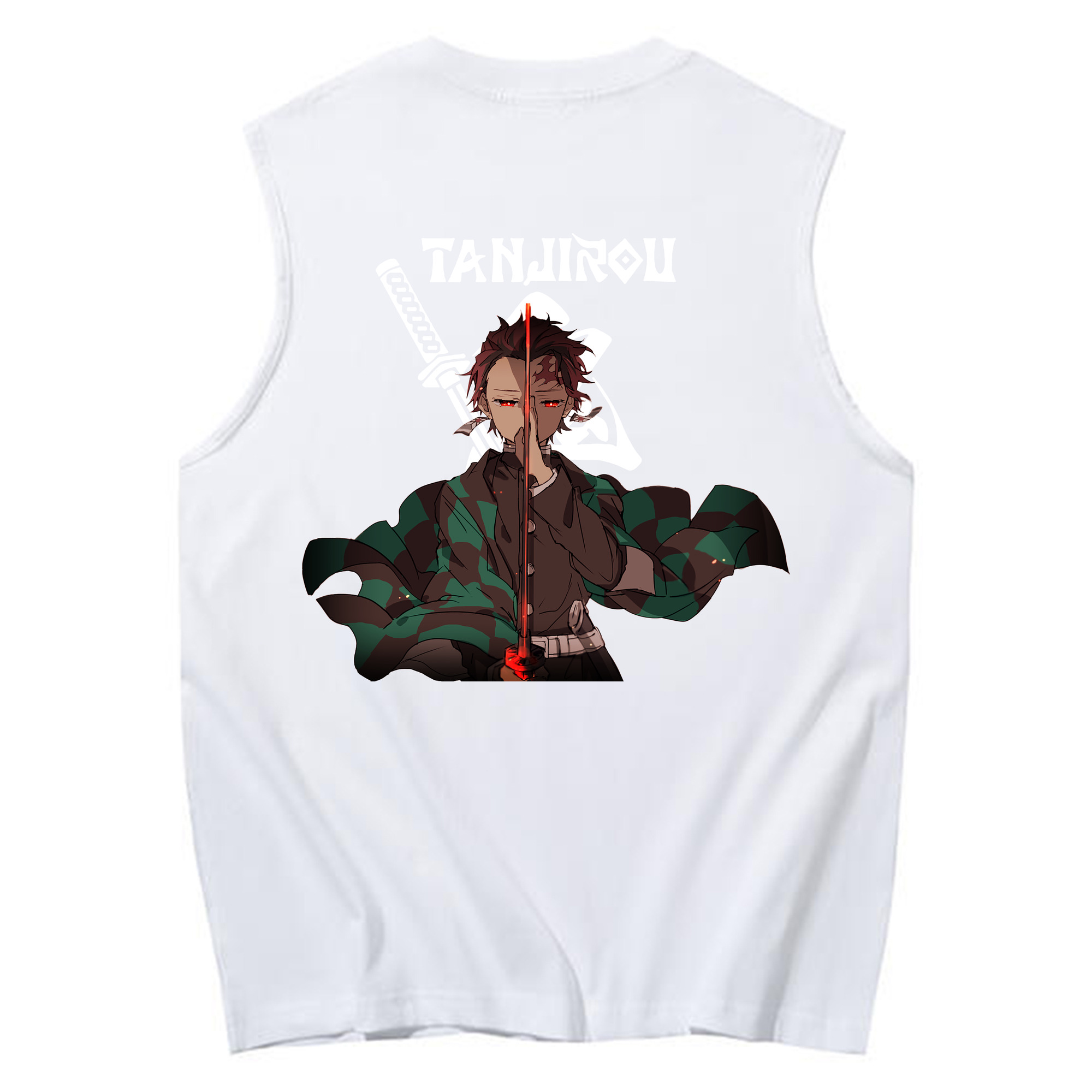 （画像用） 鬼滅の刃 竈門 炭治郎／かまど たんじろう Kamado Tanjirou コットン100％タンクトップ（背面プリント）
