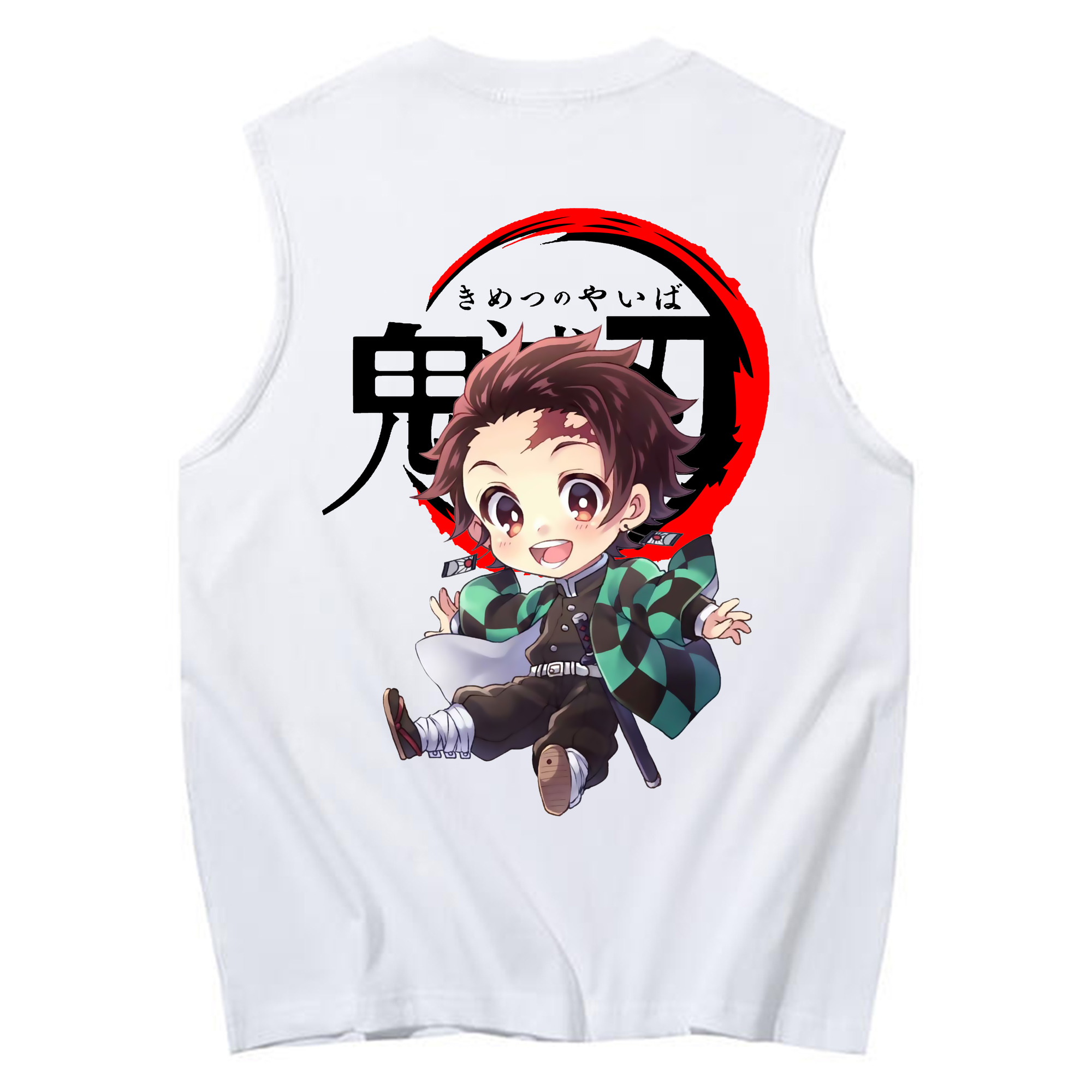 （画像用） 鬼滅の刃 竈門 炭治郎／かまど たんじろう Kamado Tanjirou コットン100％タンクトップ（背面プリント）