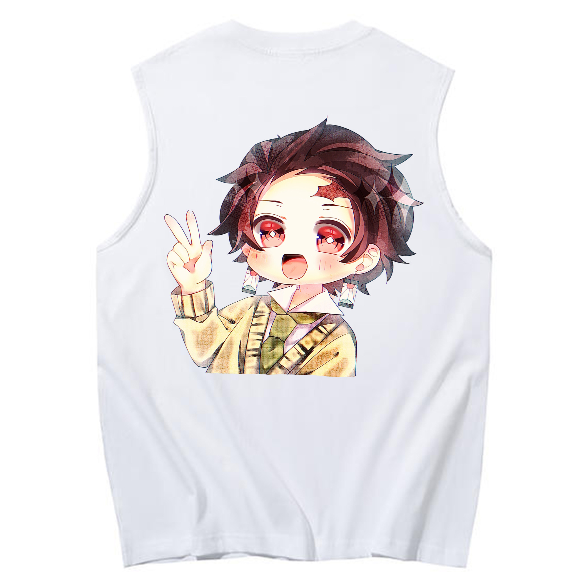 （画像用） 鬼滅の刃 竈門 炭治郎／かまど たんじろう Kamado Tanjirou コットン100％タンクトップ（背面プリント）