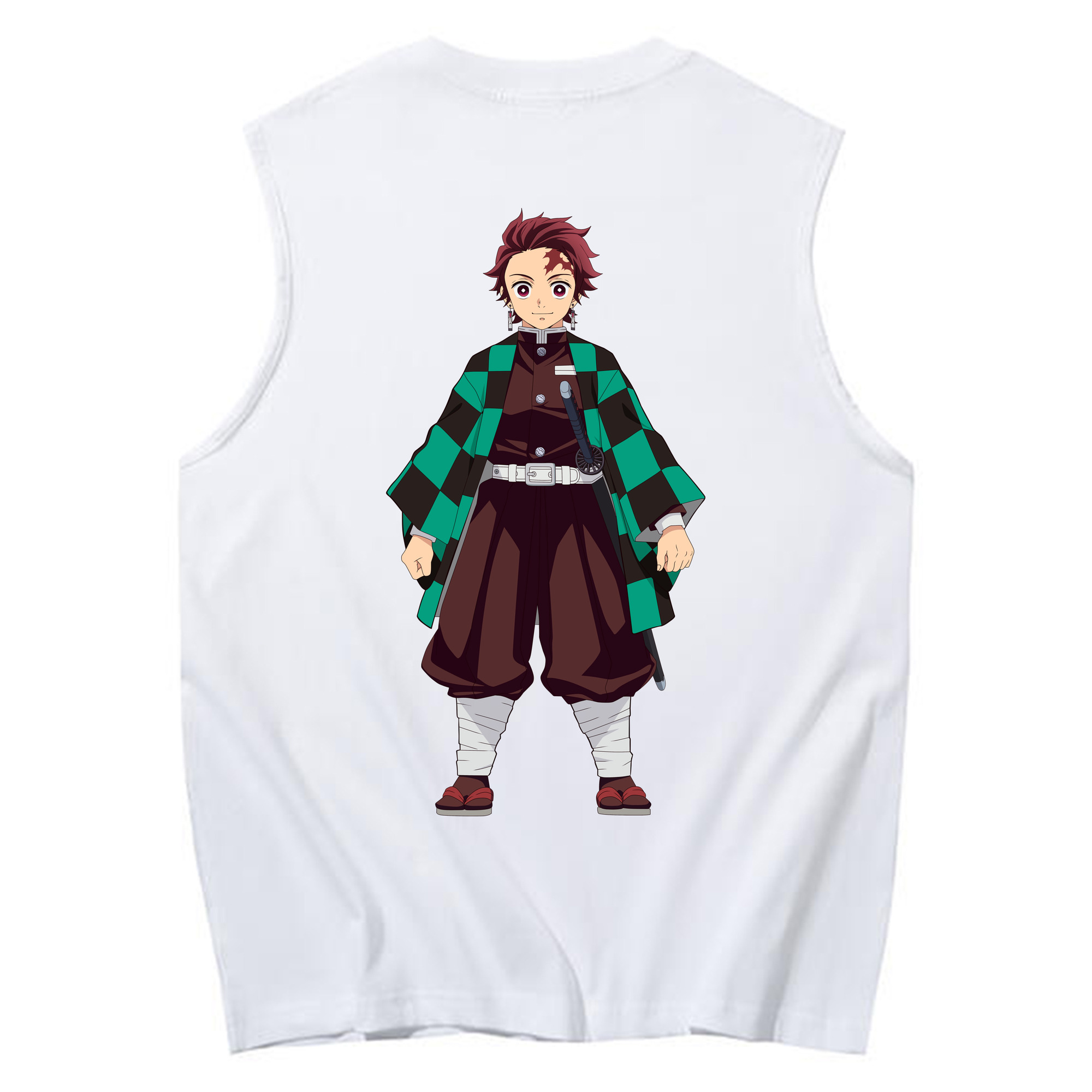（画像用） 鬼滅の刃 竈門 炭治郎／かまど たんじろう Kamado Tanjirou コットン100％タンクトップ（背面プリント）