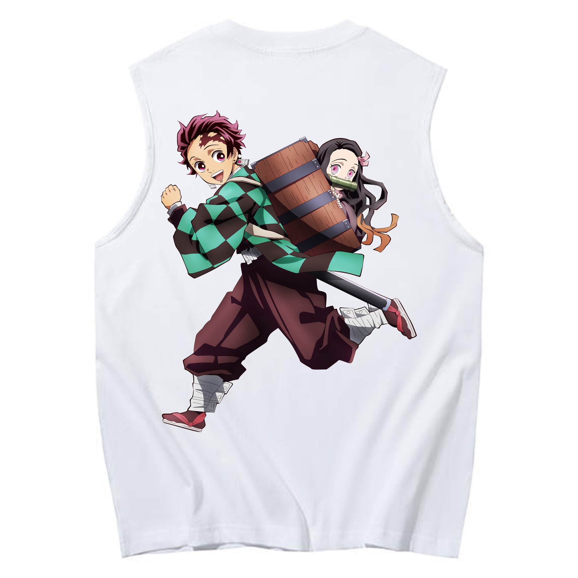 （画像用） 鬼滅の刃 竈門 炭治郎／かまど たんじろう Kamado Tanjirou コットン100％タンクトップ（背面プリント）