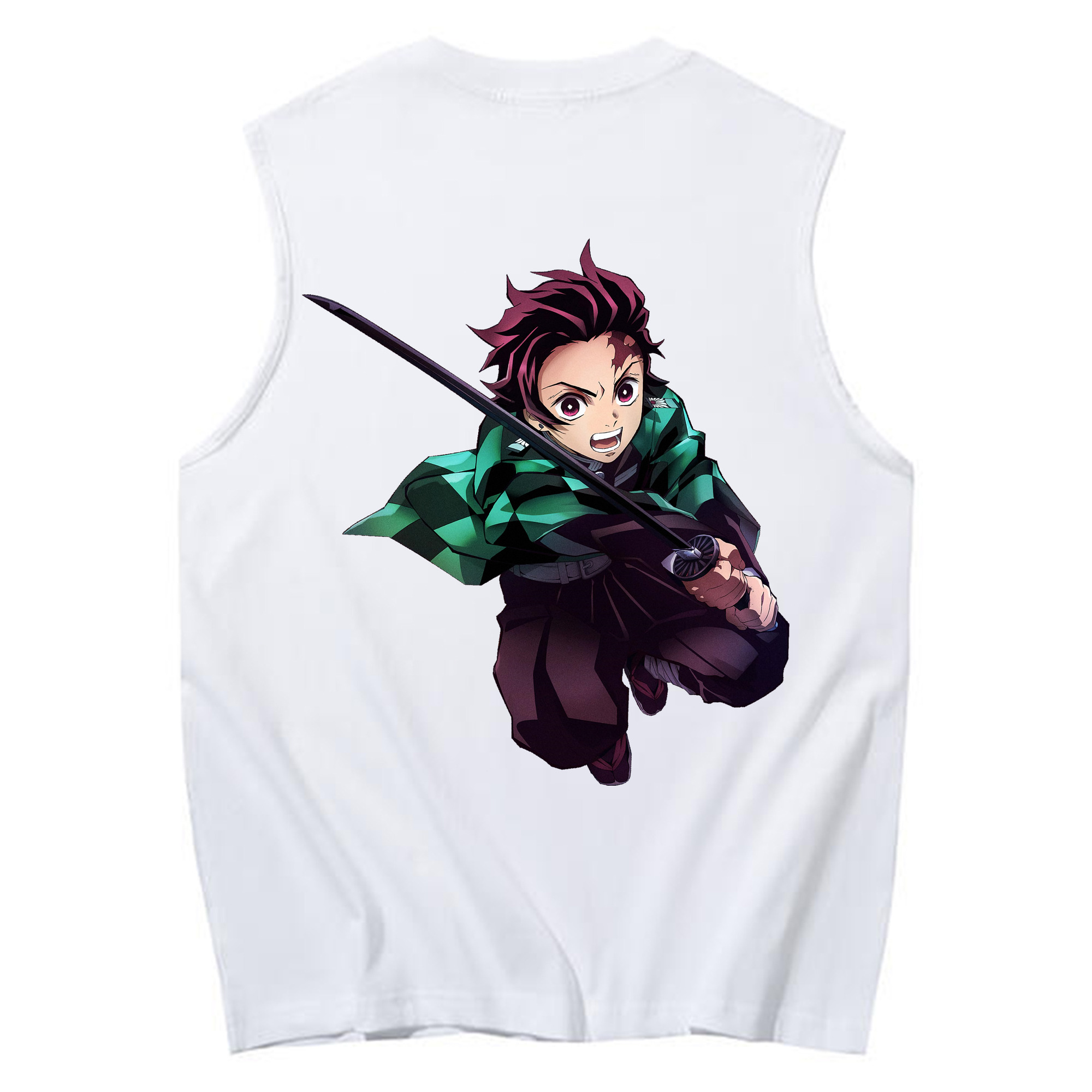 （画像用） 鬼滅の刃 竈門 炭治郎／かまど たんじろう Kamado Tanjirou コットン100％タンクトップ（背面プリント）