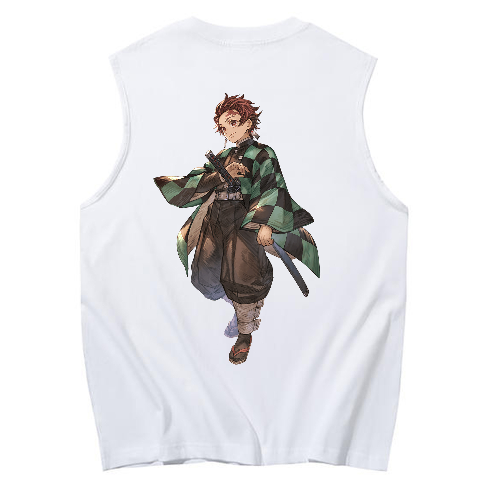 （画像用） 鬼滅の刃 竈門 炭治郎／かまど たんじろう Kamado Tanjirou コットン100％タンクトップ（背面プリント）