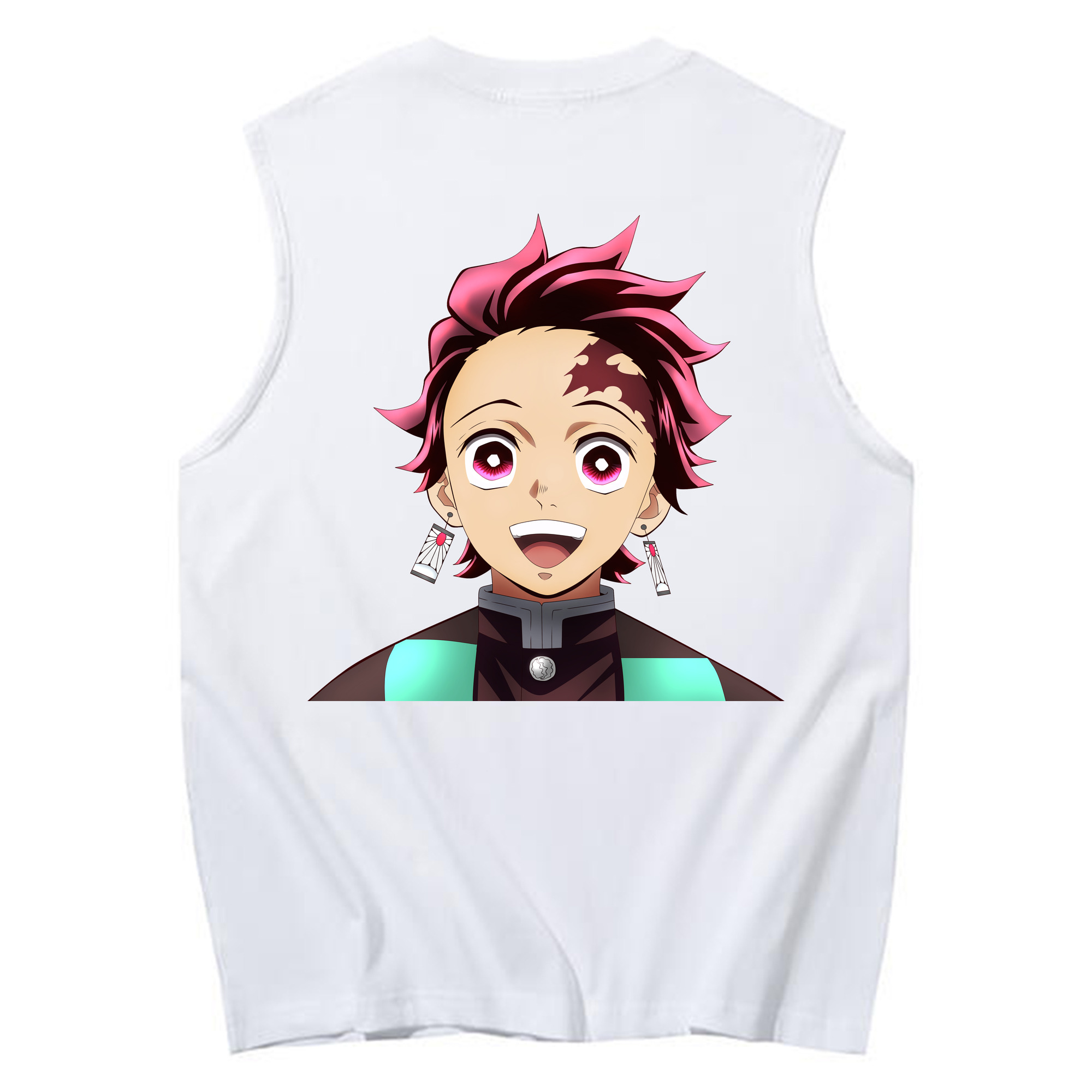 （画像用） 鬼滅の刃 竈門 炭治郎／かまど たんじろう Kamado Tanjirou コットン100％タンクトップ（背面プリント）