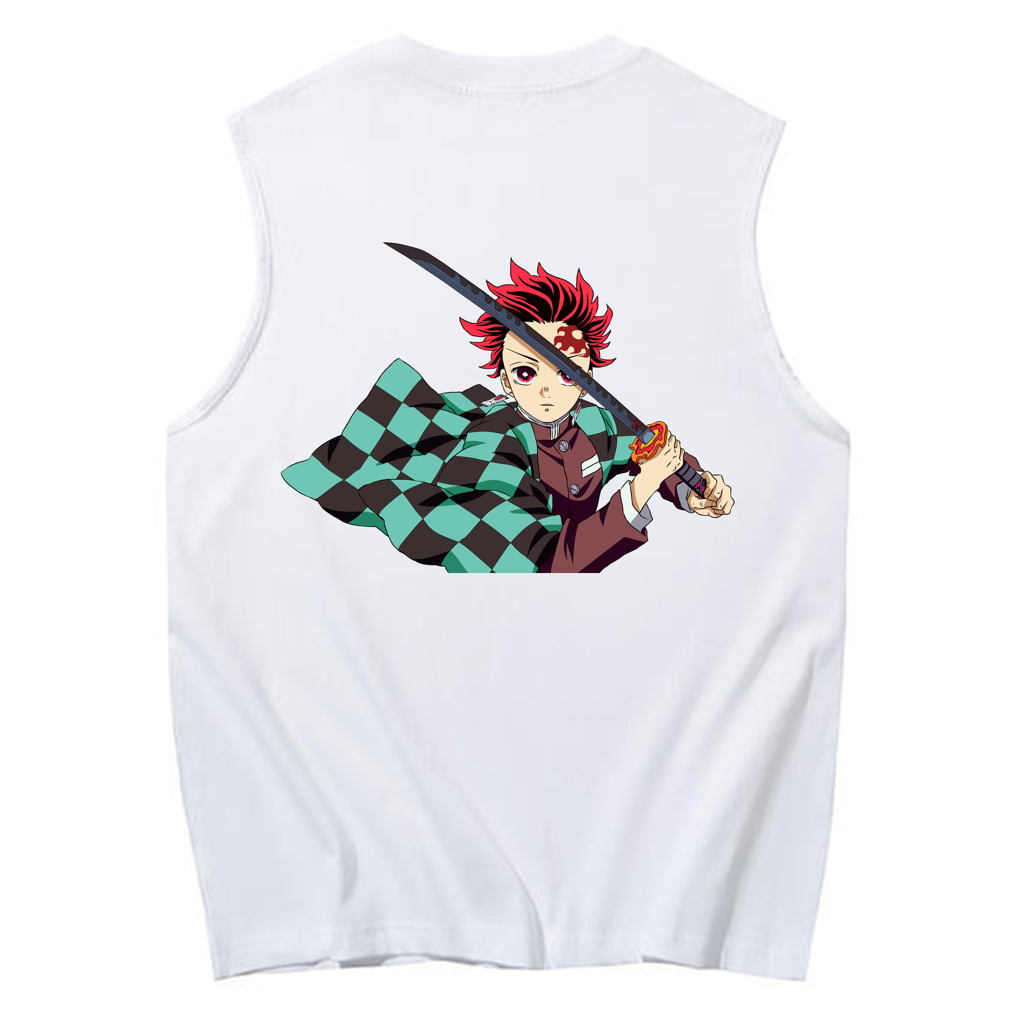 （画像用） 鬼滅の刃 竈門 炭治郎／かまど たんじろう Kamado Tanjirou コットン100％タンクトップ（背面プリント）
