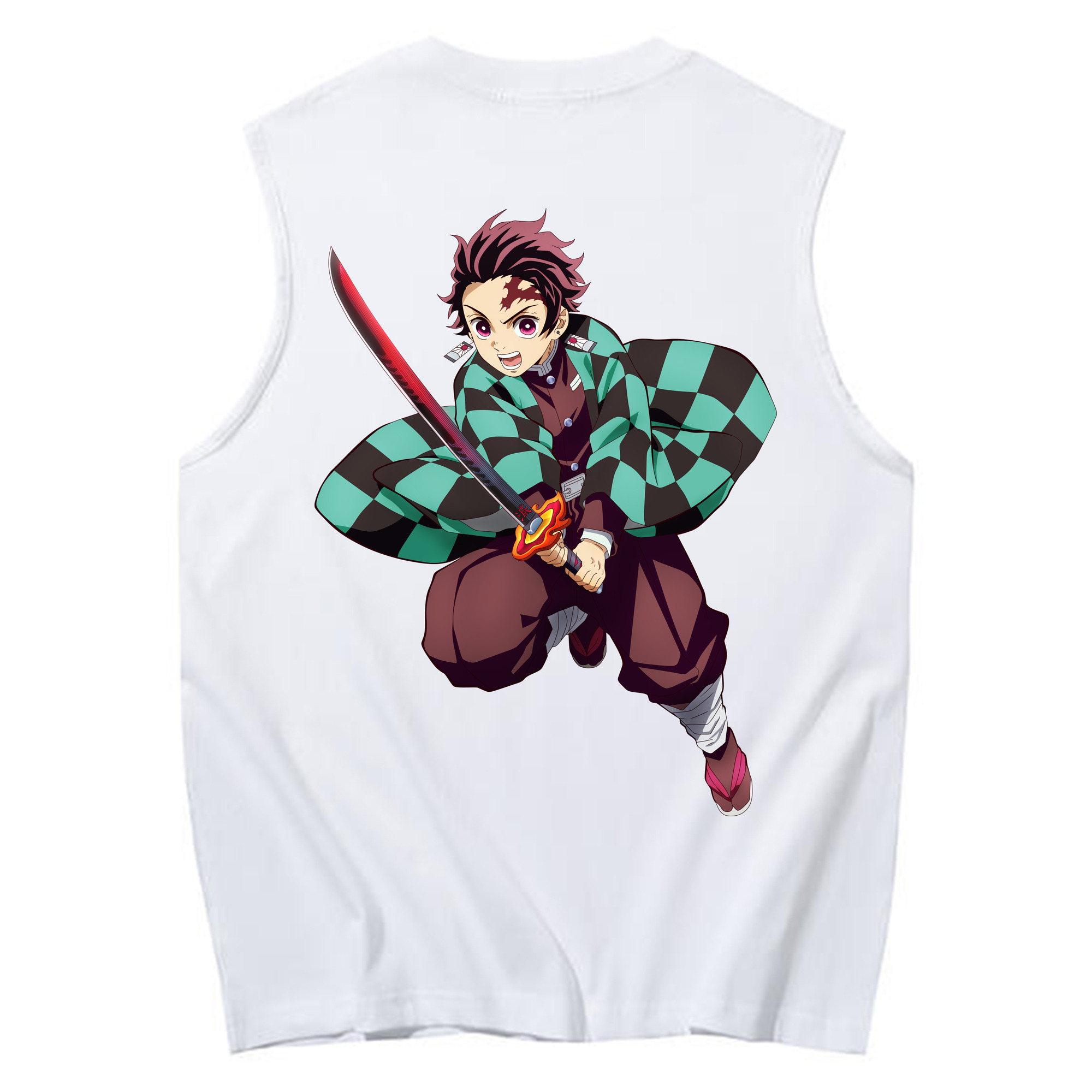 （画像用） 鬼滅の刃 竈門 炭治郎／かまど たんじろう Kamado Tanjirou コットン100％タンクトップ（背面プリント）