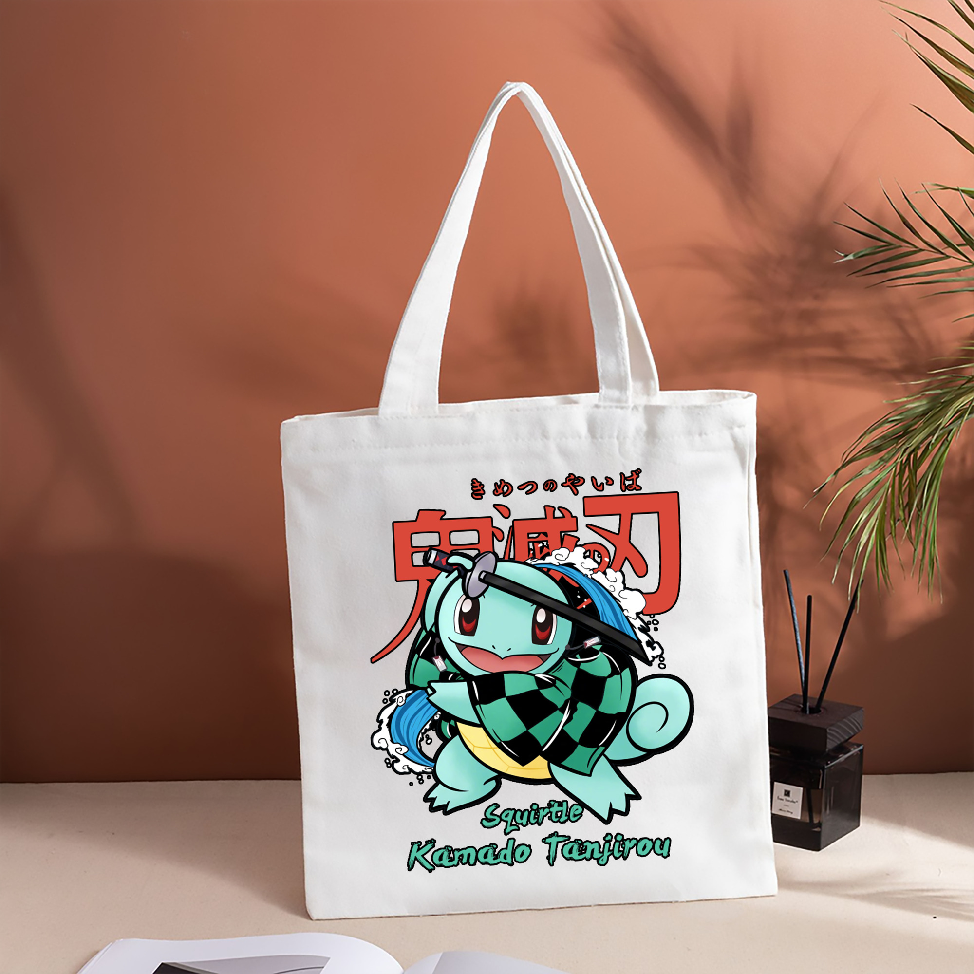 鬼滅の刃 竈門 炭治郎／かまど たんじろう Kamado Tanjirou 縦型キャンバス生地手提げバッグ　トートバッグ