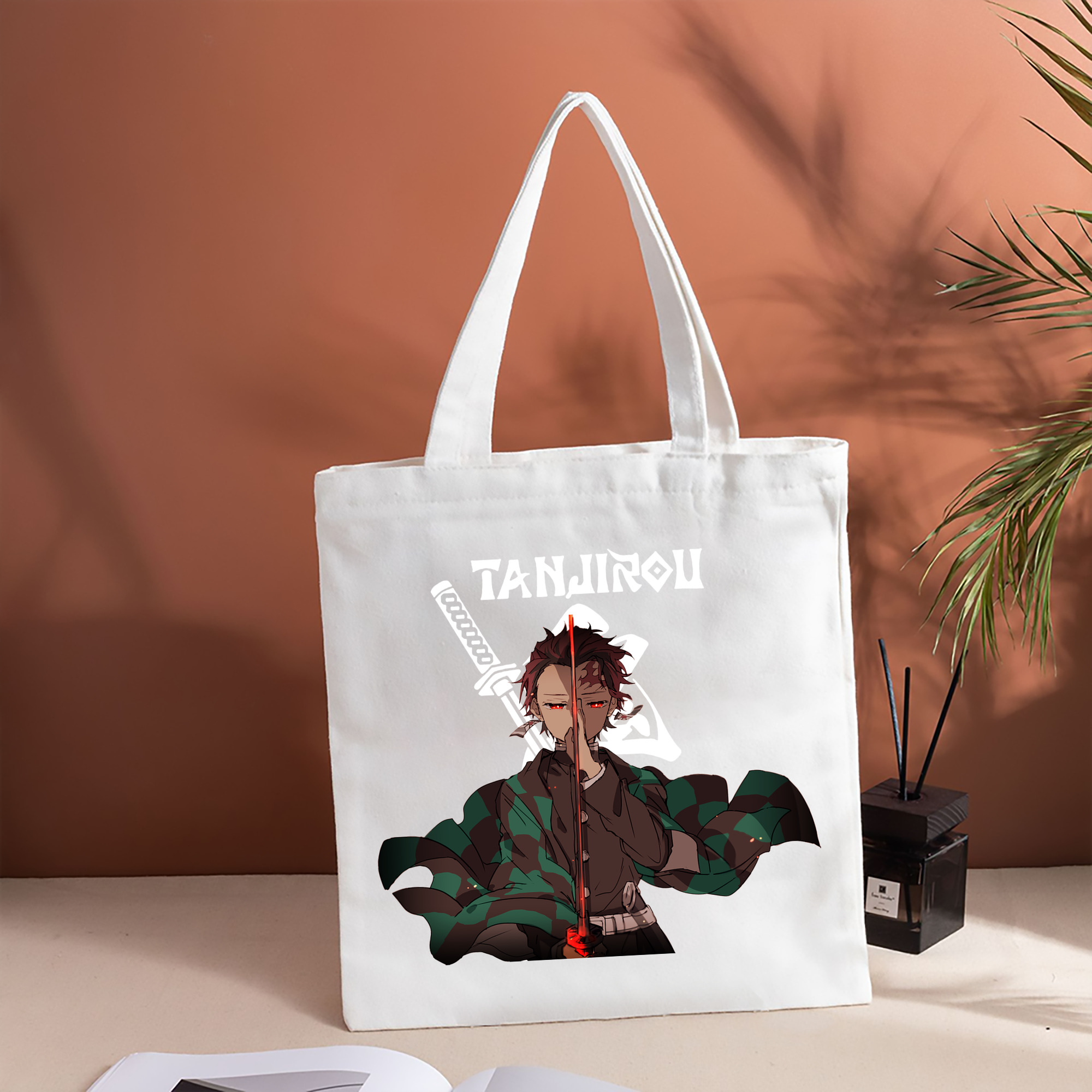 鬼滅の刃 竈門 炭治郎／かまど たんじろう Kamado Tanjirou 縦型キャンバス生地手提げバッグ　トートバッグ