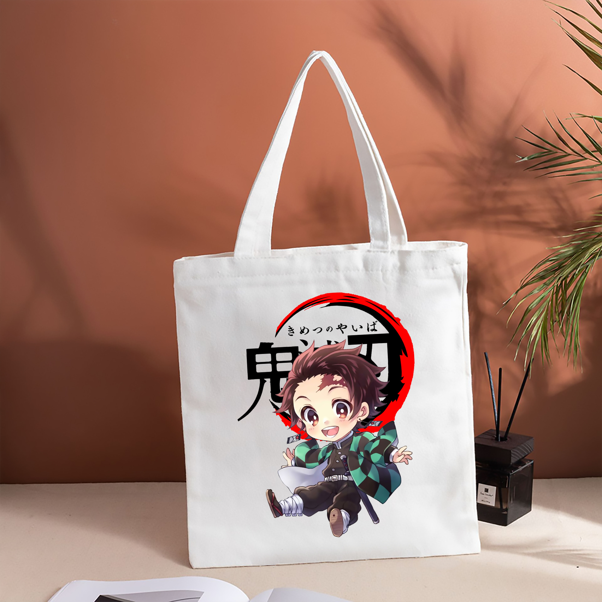 鬼滅の刃 竈門 炭治郎／かまど たんじろう Kamado Tanjirou 縦型キャンバス生地手提げバッグ　トートバッグ