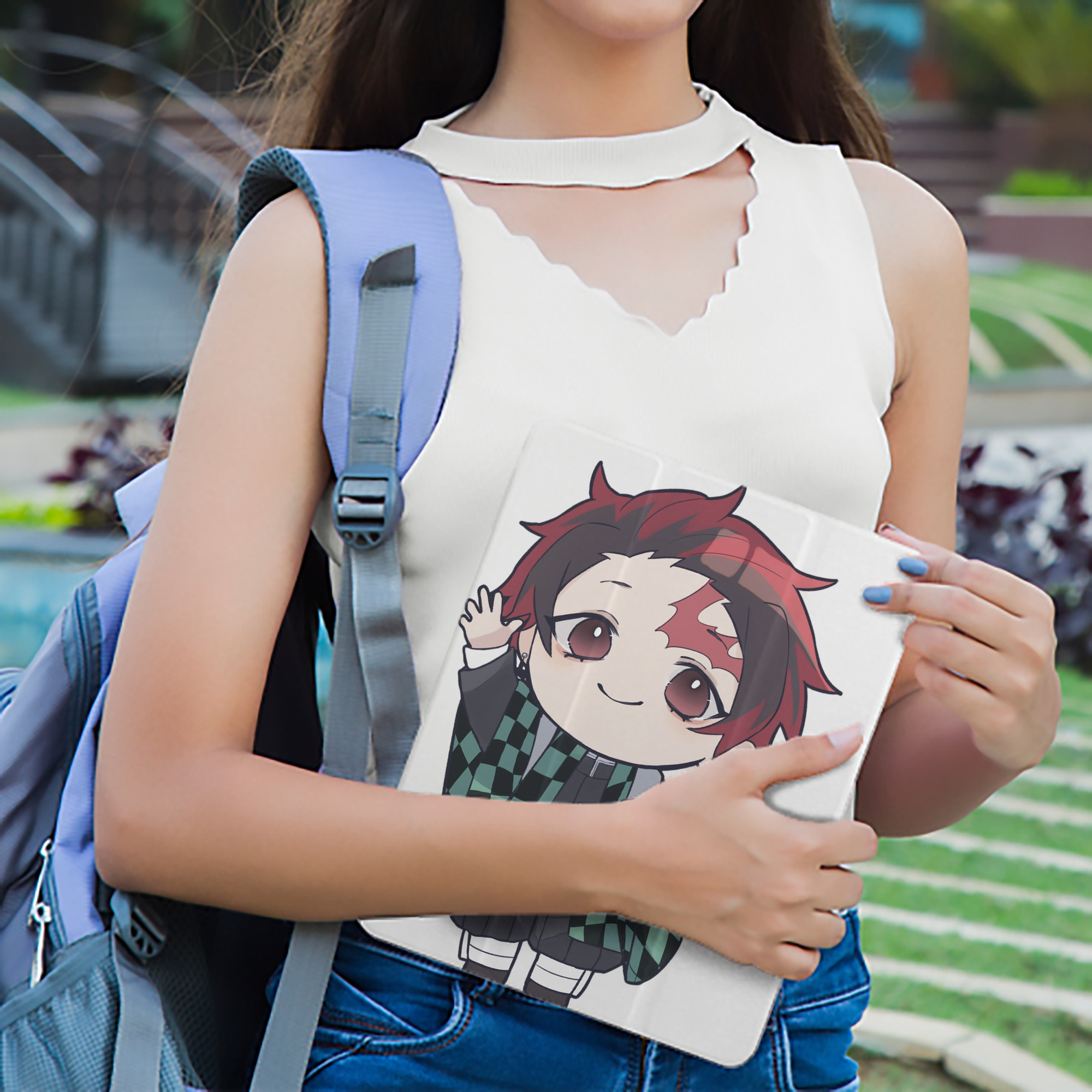 鬼滅の刃 竈門 炭治郎／かまど たんじろう Kamado Tanjirou IPad ケース ペン収納付き 三つ折りスタンド PUレザー×シリコン 対応機種9.5/10.5/10.9インチ