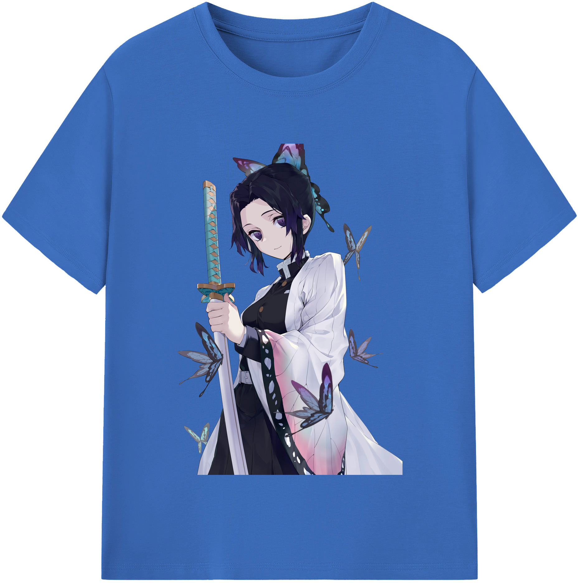 （画像用） 鬼滅の刃（きめつのやいば）蟲柱-胡蝶 しのぶ／こちょう しのぶ Kochou Shinobu 綿100％半袖Tシャツ（フロントプリント）