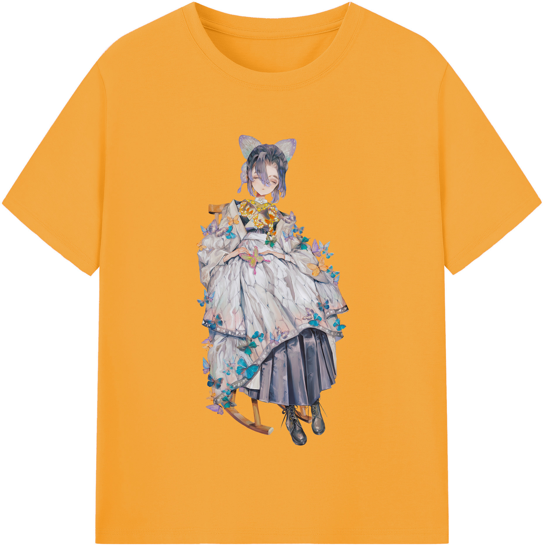 （画像用） 鬼滅の刃（きめつのやいば）蟲柱-胡蝶 しのぶ／こちょう しのぶ Kochou Shinobu 綿100％半袖Tシャツ（フロントプリント）