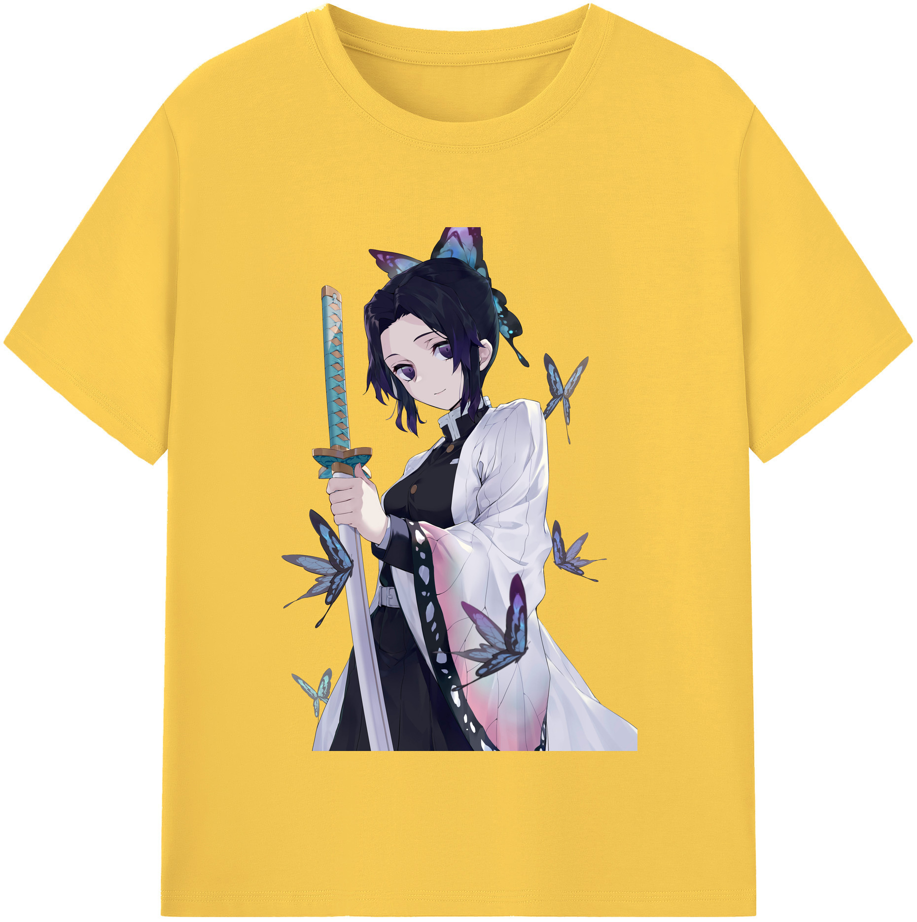 （画像用） 鬼滅の刃（きめつのやいば）蟲柱-胡蝶 しのぶ／こちょう しのぶ Kochou Shinobu 綿100％半袖Tシャツ（フロントプリント）