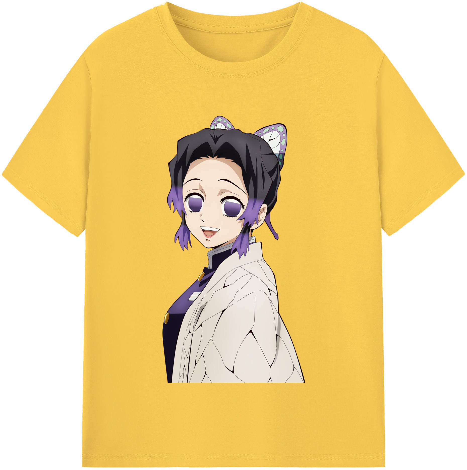 （画像用） 鬼滅の刃（きめつのやいば）蟲柱-胡蝶 しのぶ／こちょう しのぶ Kochou Shinobu 綿100％半袖Tシャツ（フロントプリント）