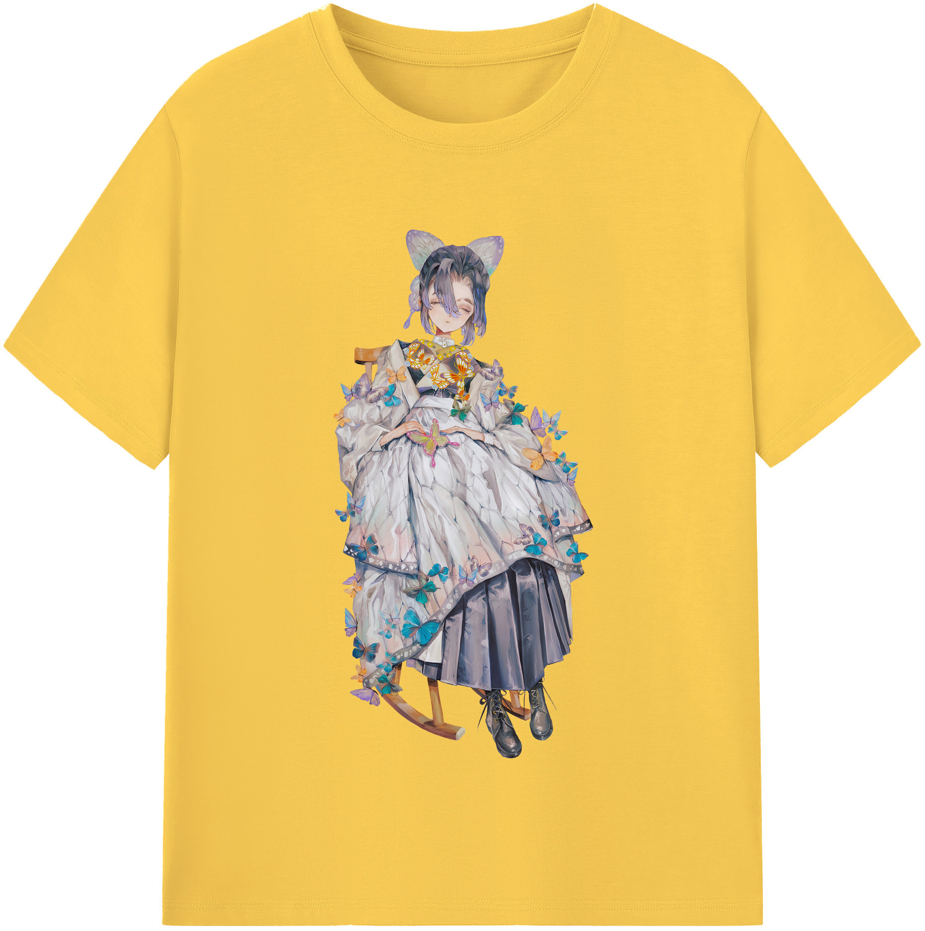 （画像用） 鬼滅の刃（きめつのやいば）蟲柱-胡蝶 しのぶ／こちょう しのぶ Kochou Shinobu 綿100％半袖Tシャツ（フロントプリント）