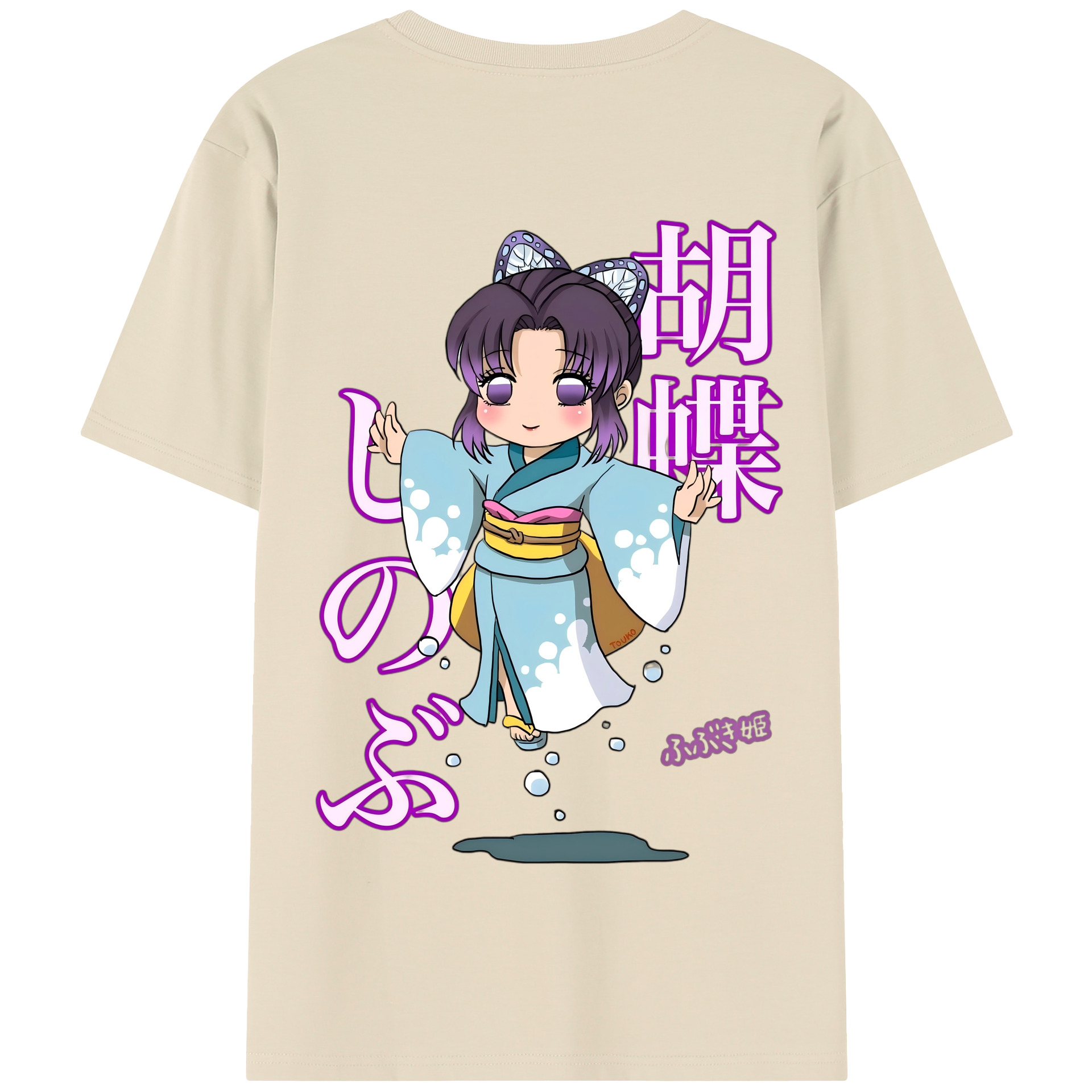 （画像用） 鬼滅の刃（きめつのやいば）蟲柱-胡蝶 しのぶ／こちょう しのぶ Kochou Shinobu 綿100％半袖Tシャツ（背面プリント）