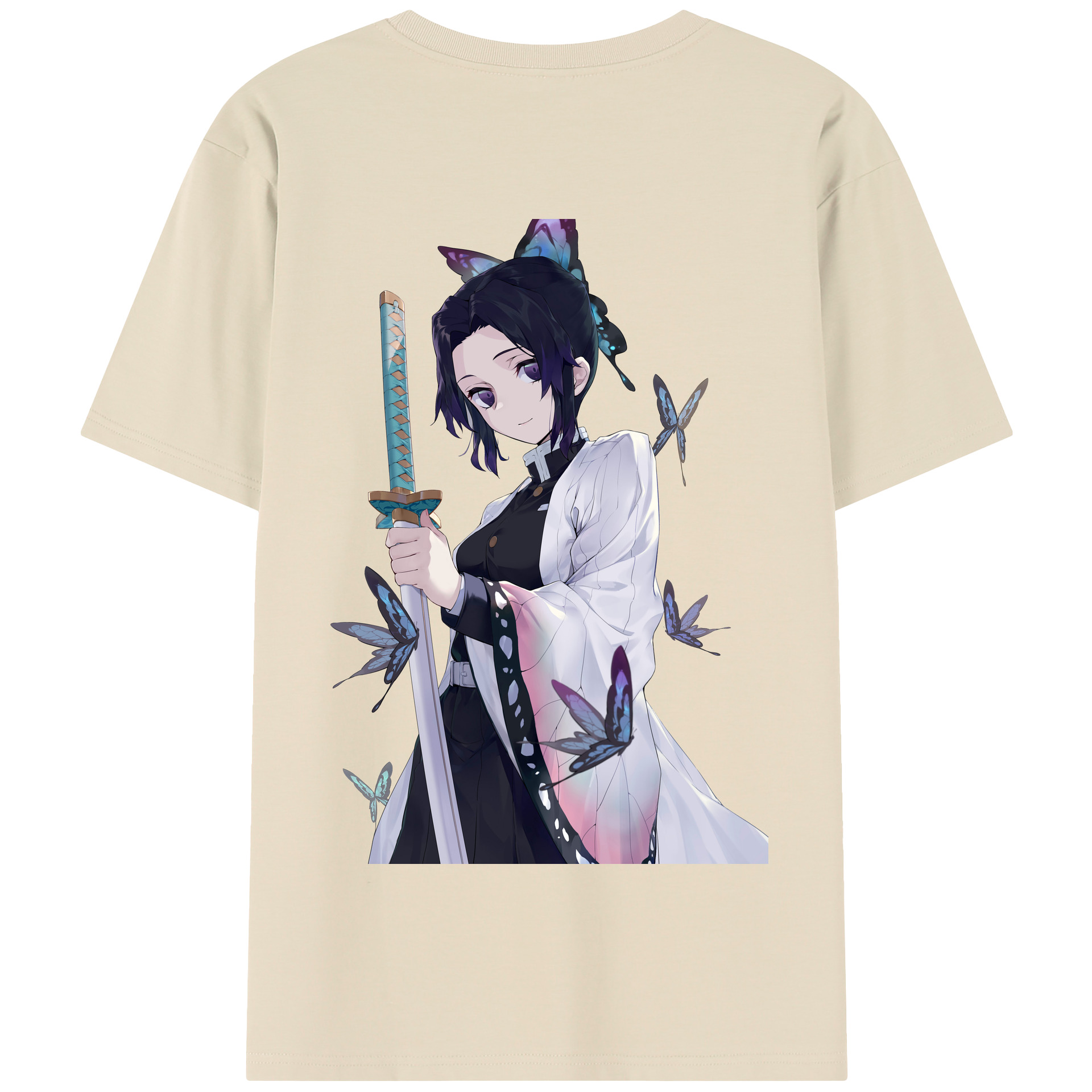 （画像用） 鬼滅の刃（きめつのやいば）蟲柱-胡蝶 しのぶ／こちょう しのぶ Kochou Shinobu 綿100％半袖Tシャツ（背面プリント）