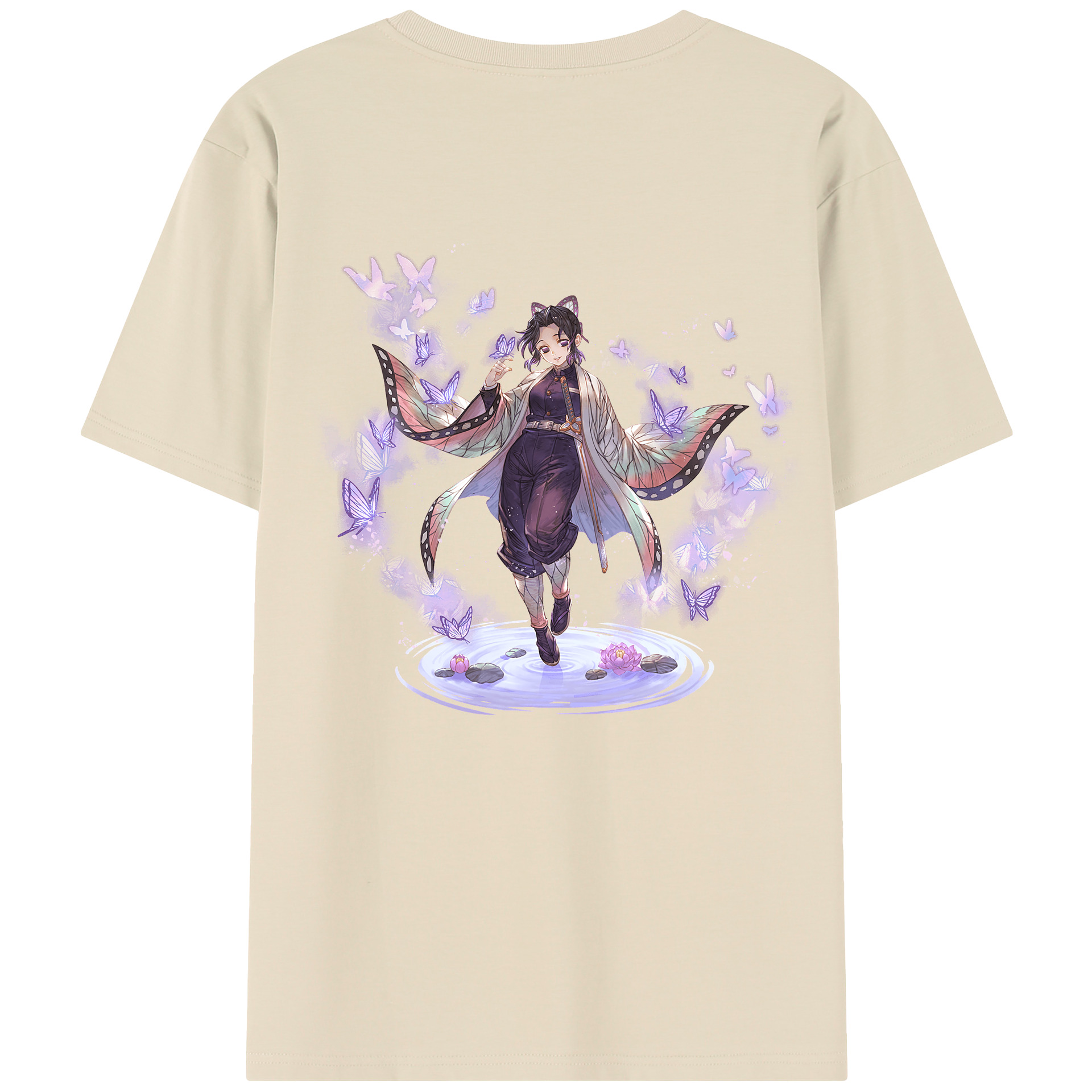（画像用） 鬼滅の刃（きめつのやいば）蟲柱-胡蝶 しのぶ／こちょう しのぶ Kochou Shinobu 綿100％半袖Tシャツ（背面プリント）