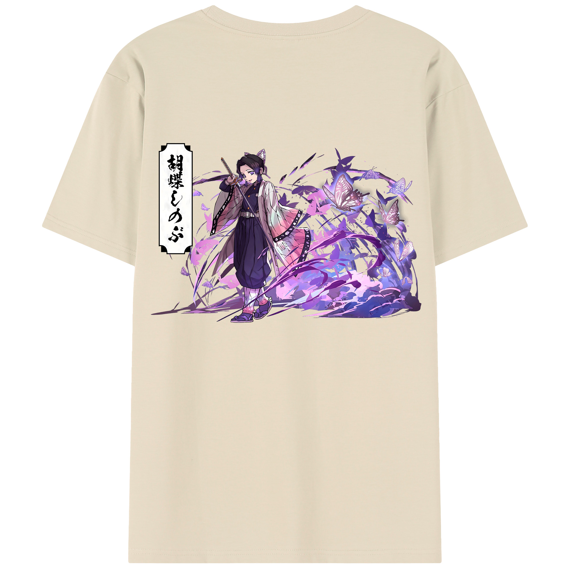 （画像用） 鬼滅の刃（きめつのやいば）蟲柱-胡蝶 しのぶ／こちょう しのぶ Kochou Shinobu 綿100％半袖Tシャツ（背面プリント）