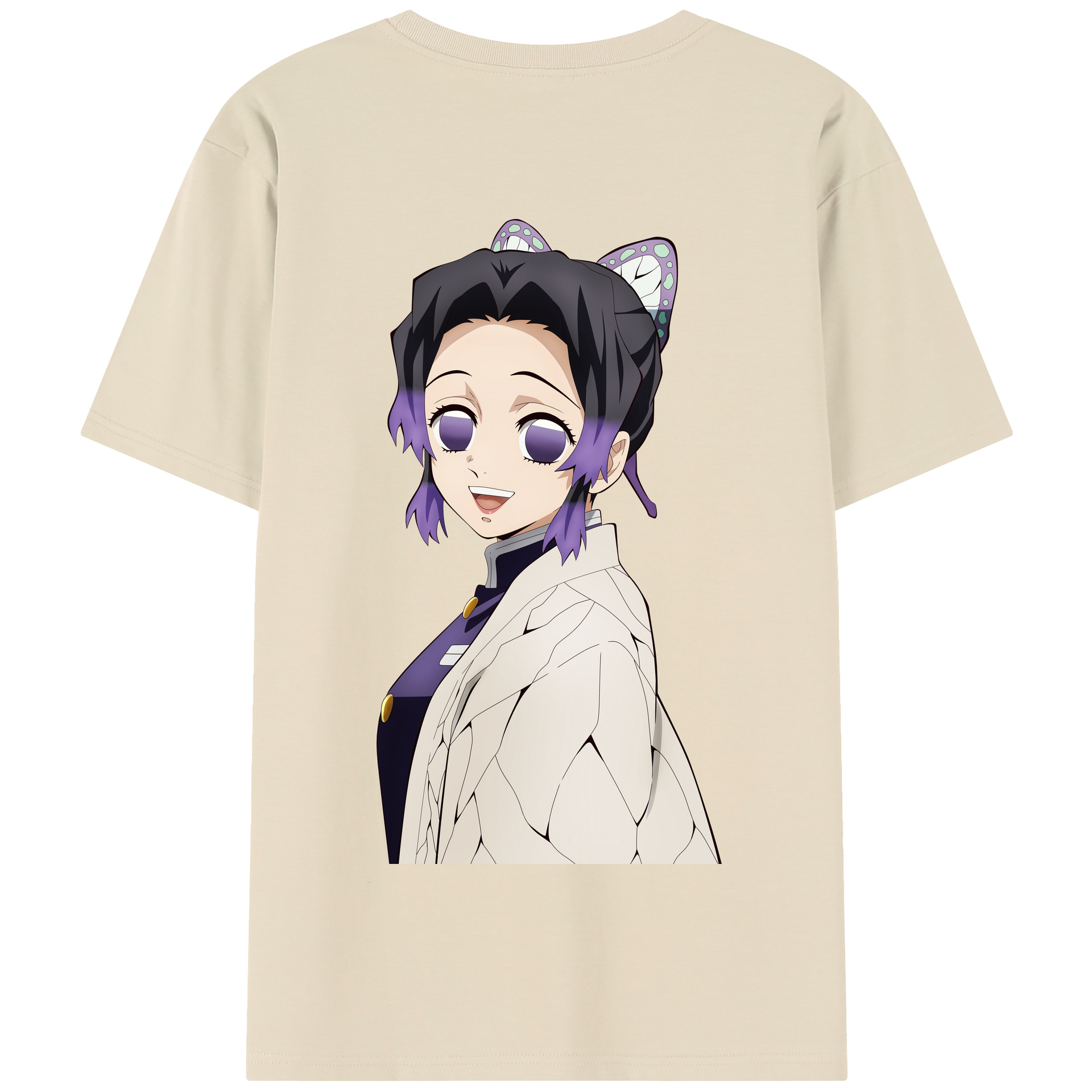 （画像用） 鬼滅の刃（きめつのやいば）蟲柱-胡蝶 しのぶ／こちょう しのぶ Kochou Shinobu 綿100％半袖Tシャツ（背面プリント）