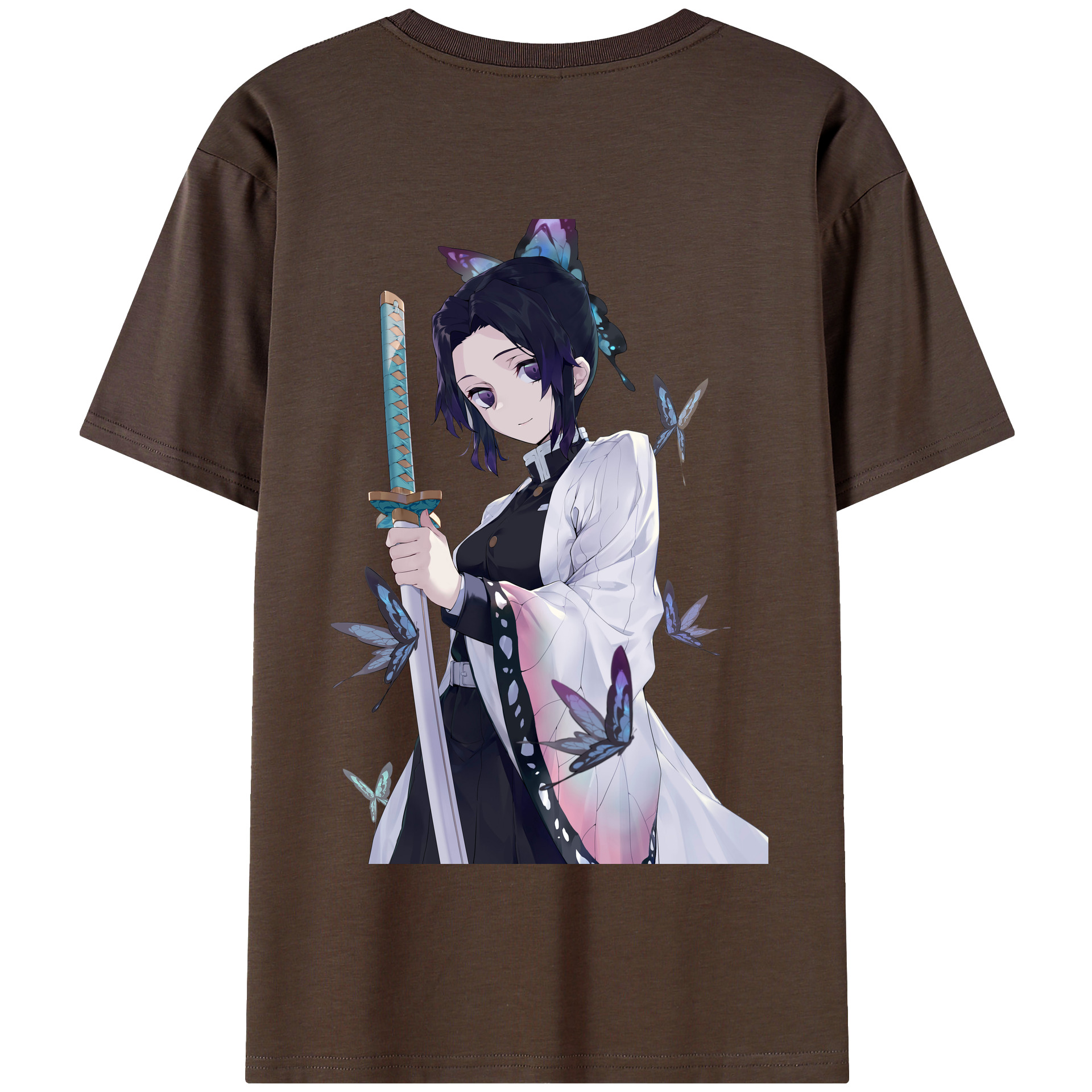 （画像用） 鬼滅の刃（きめつのやいば）蟲柱-胡蝶 しのぶ／こちょう しのぶ Kochou Shinobu 綿100％半袖Tシャツ（背面プリント）